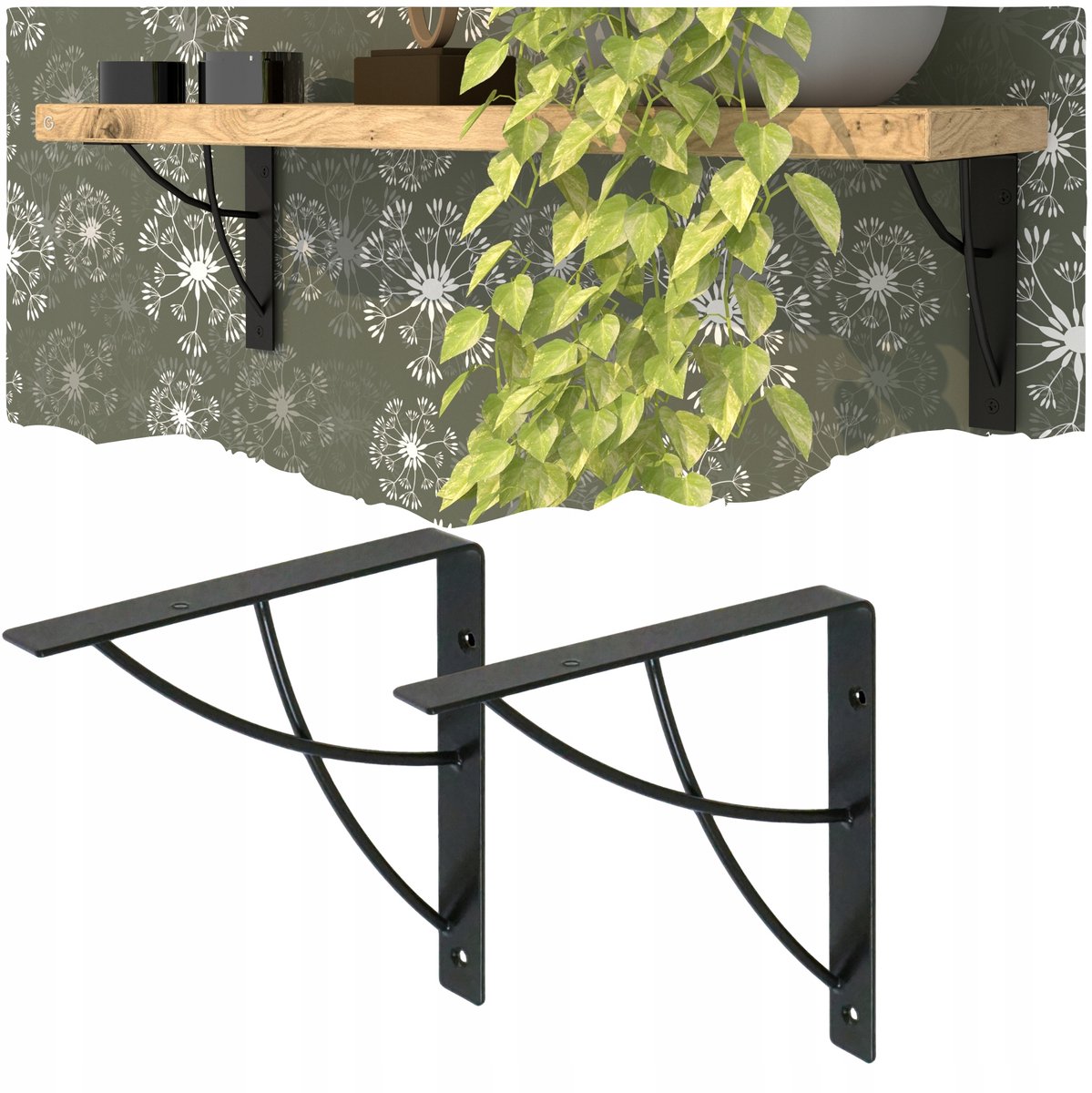 Zwarte Wandsteunen voor Planken, 150mm, WAVE Design, Loft Stijl