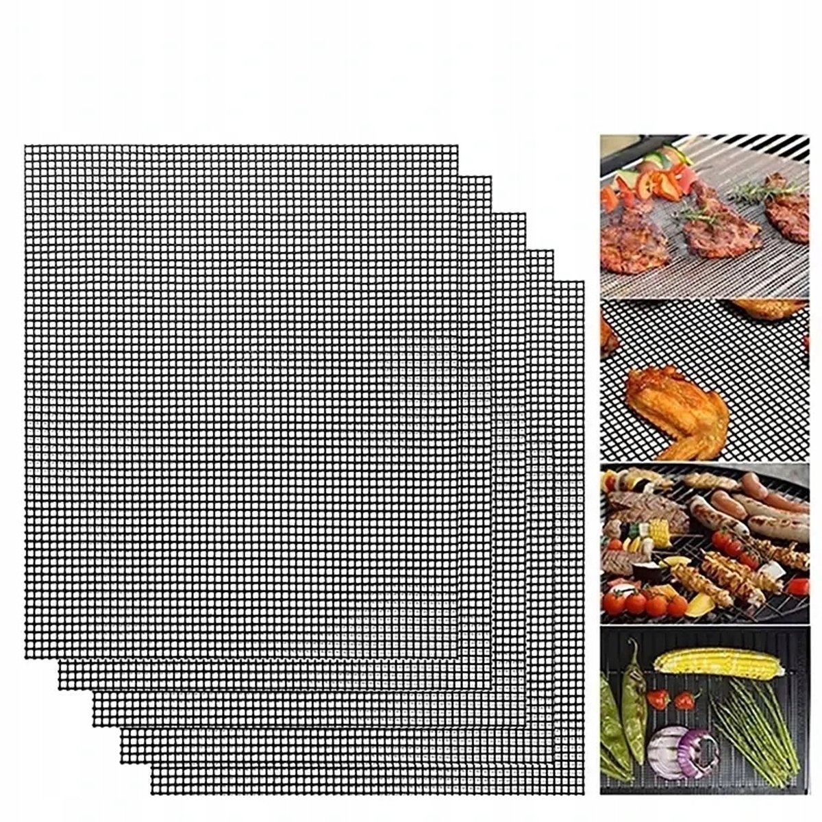 5x Grillmatten - Anti-aanbak - 30x40 cm - Herbruikbaar