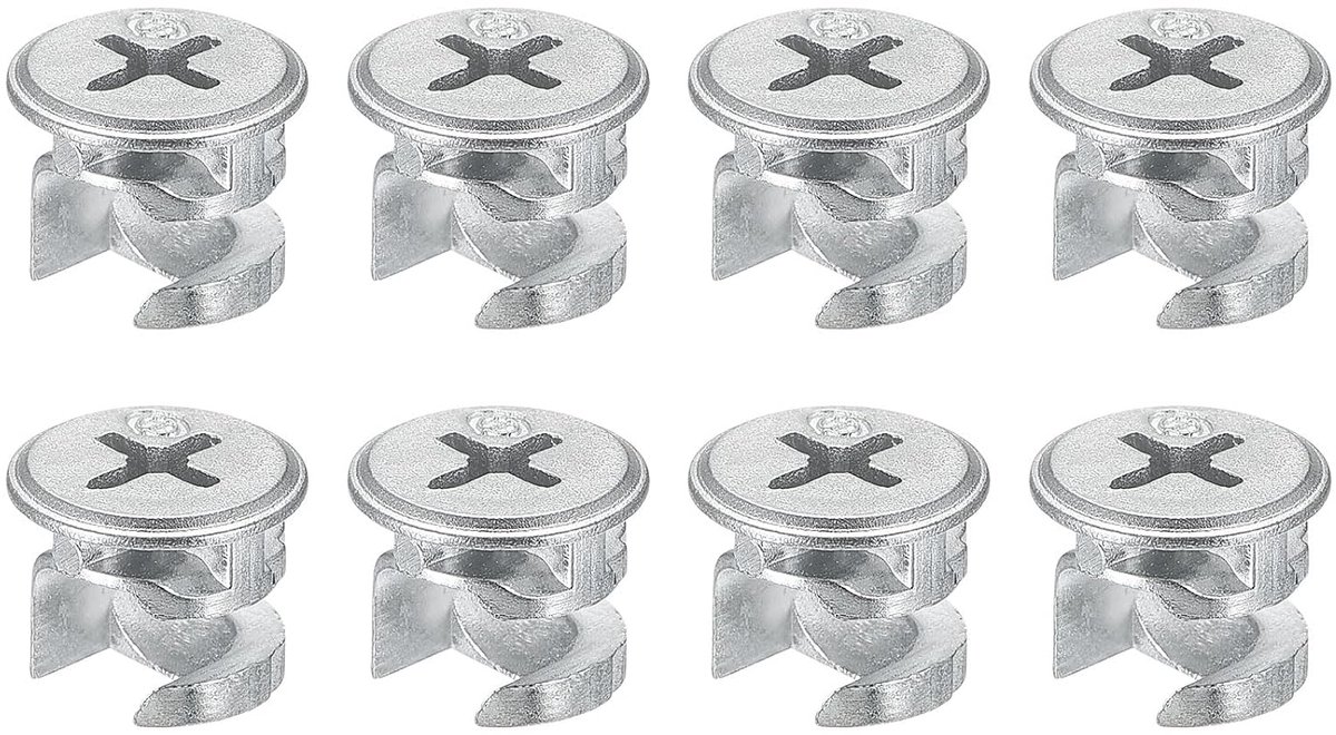 sourcing map Pack of 8 Lug Lock Nuts for Furniture, 12 x 10 mm, Hinge Connector, Locking Nut, Furniture Connection - ShopVlot
