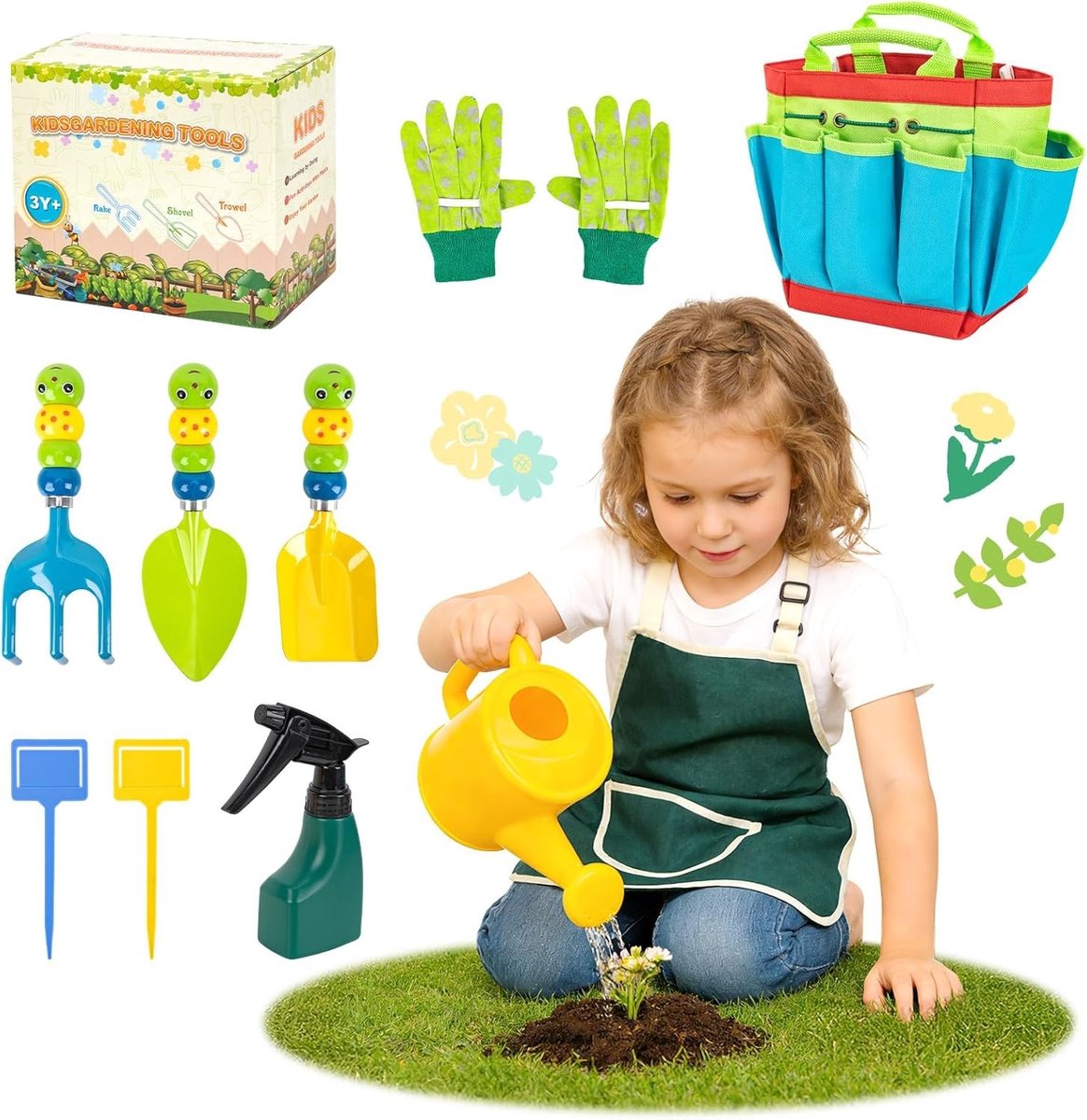 Tuinharkjes klein - Groen - Kunststof - Set van 3 Tuinharkjes voor Kinderen