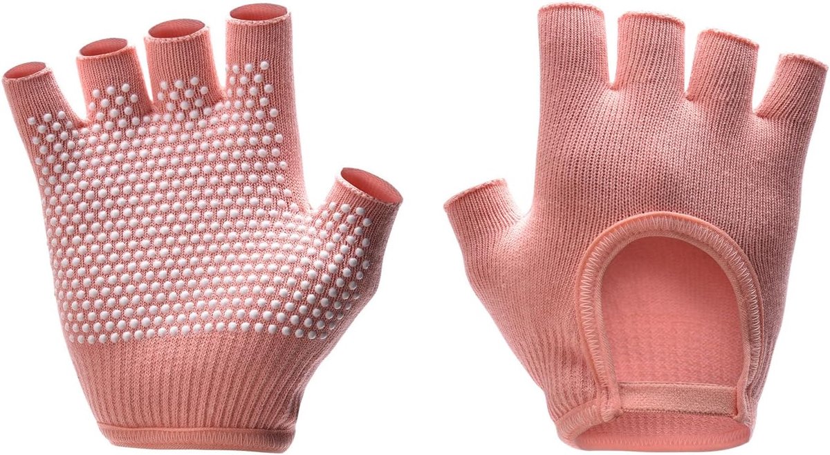 Non-slip fingerless yoga gloves, ideal for pilates, barre, air yoga and fitness workouts, breathable fabric with - ShopVlot
