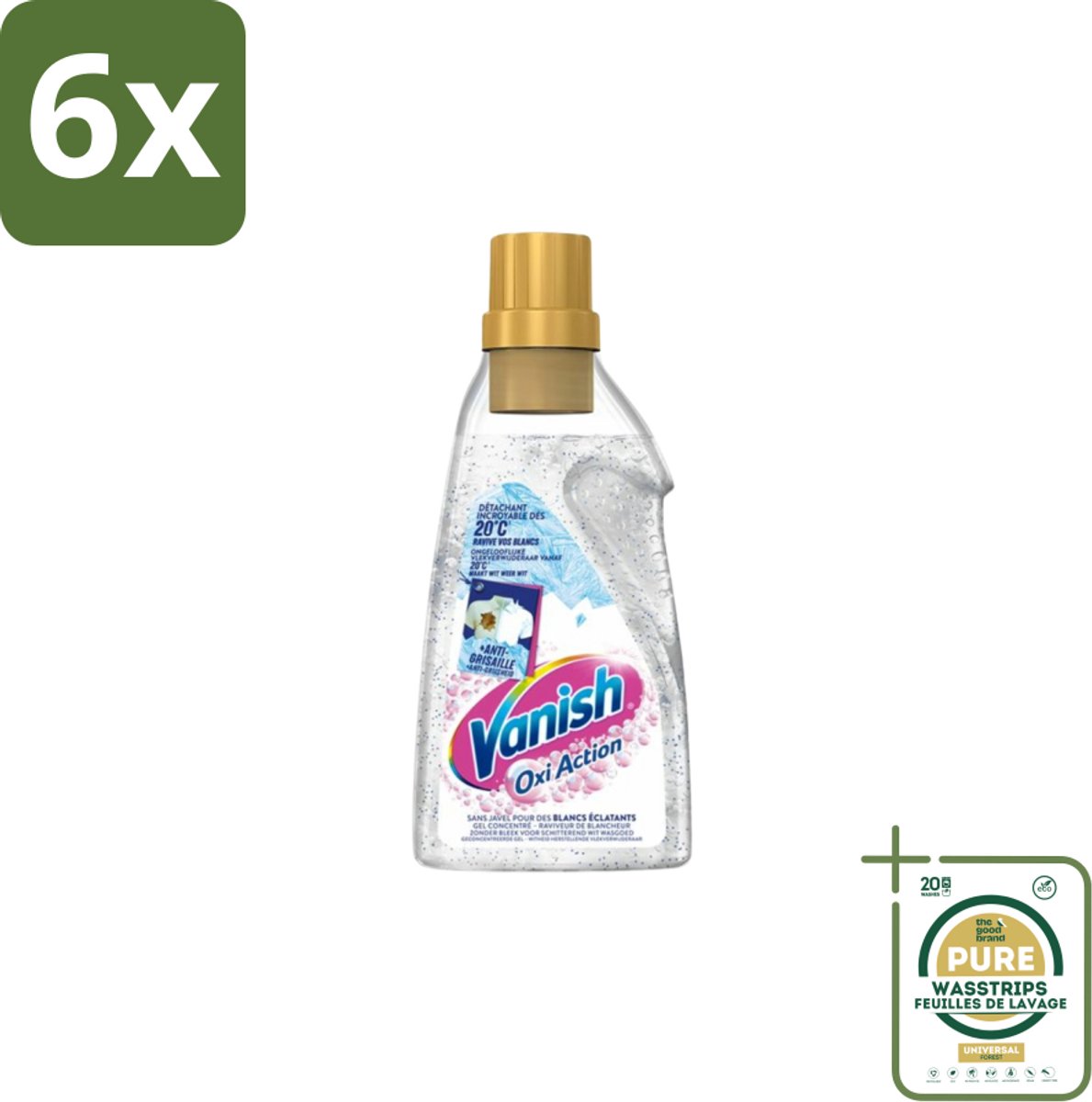 Vanish - Vlekverwijderaar - Oxi Action Booster Gel Whitening - Voor Witte Was - 750 ml - Voordeelverpakking - 6 stuks - Witwas - Vlekken verwijderen