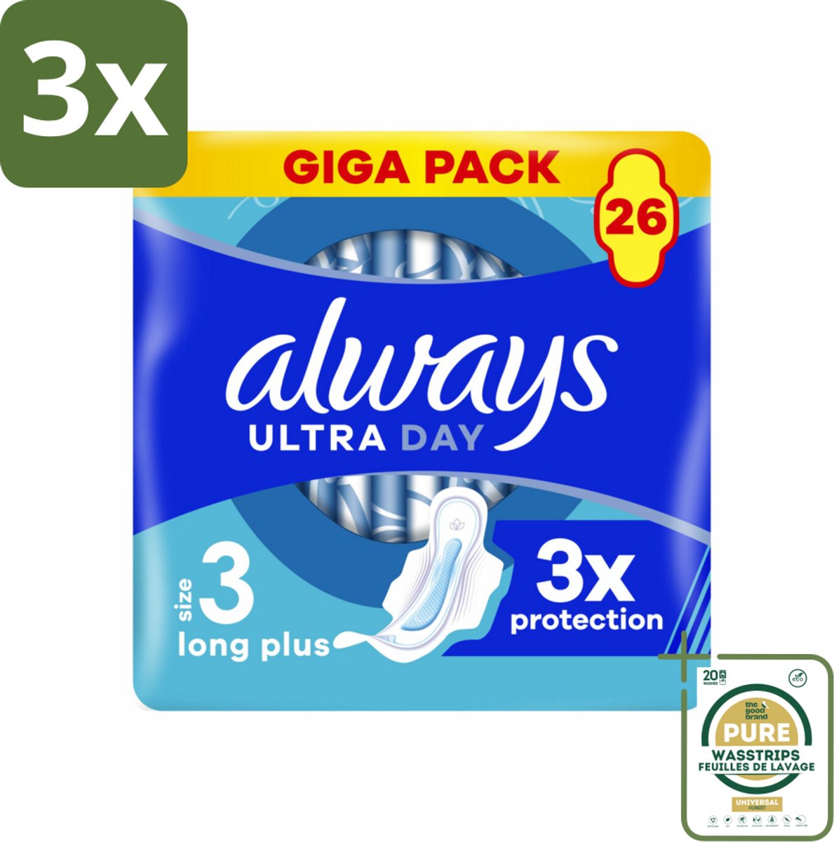 3 x Always - Maandverband - Dag - 26 Maandverband - Grootverpakking - Maandverband Dag - Maandverband Voor Dag - Maandverband Met Vleugels - Maandverband Comfort - Maandverband Voor Menstruatie