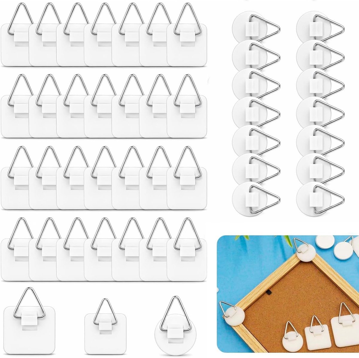 Fotohangerset - Transparant - 90 Stuks - Zelfklevende Haken voor Foto's en Posters - Voor Thuisdecoratie