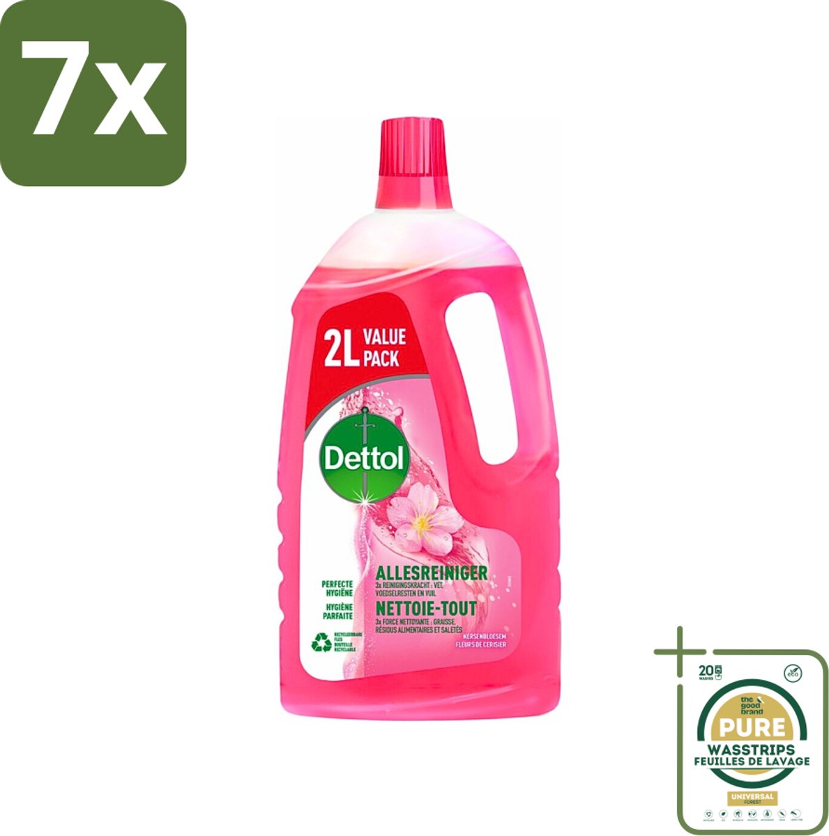 7 x Dettol - Allesreiniger - Kersenbloesem - Dieptereiniging - 2 liter - Grootverpakking - Allesreiniger - Reinigen - Hygiëne - Kersenbloesem - Dieptereiniging