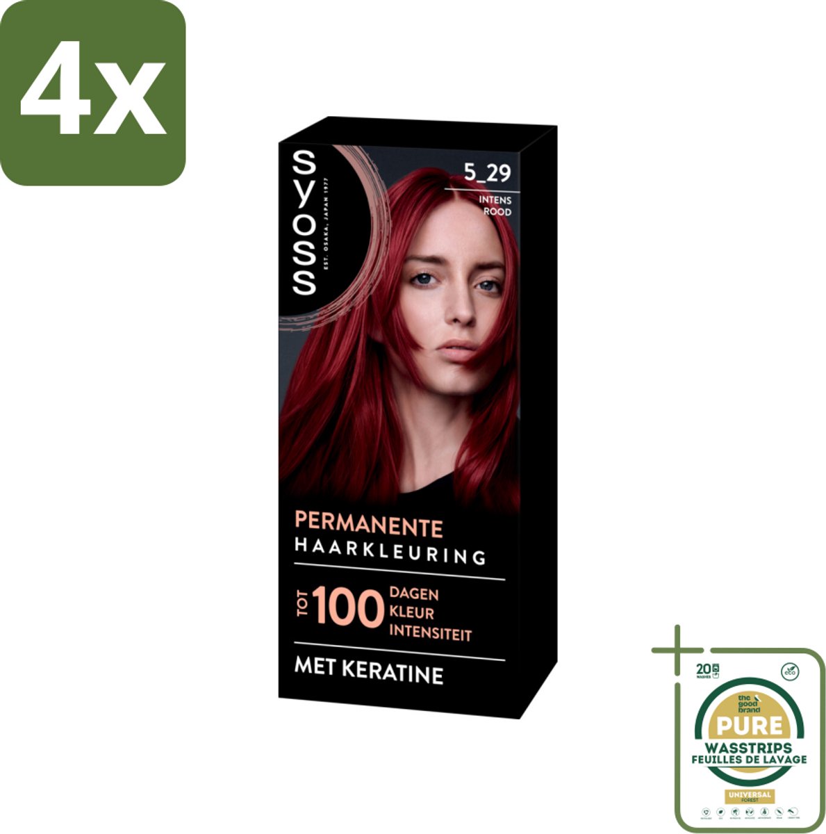 SYOSS - Coloration 5-29 Intens Rood - Haarverf - Grijsdekking - Vermindert Haarbreuk - Voordeelverpakking - 4 stuks - Grijsdekking - Keratine