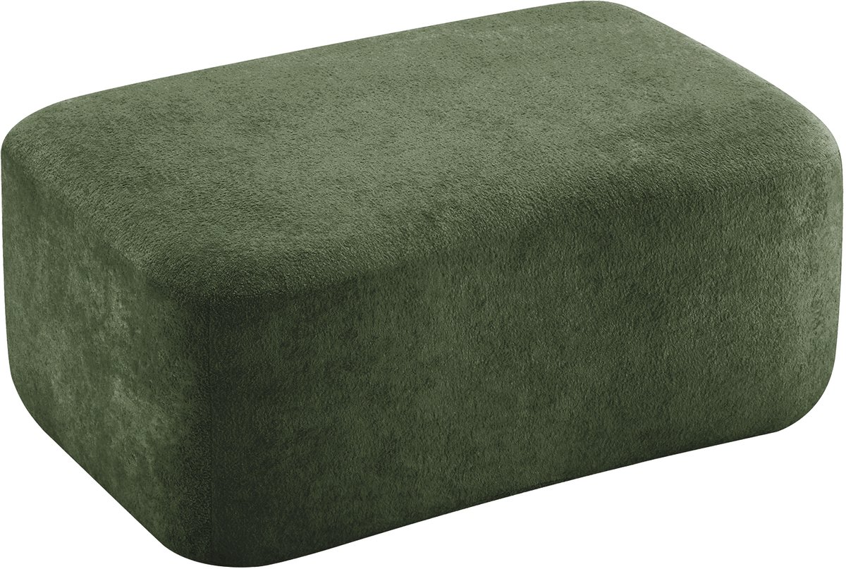MUVANO Groene Poef - Frameloze Comfortabele Hocker Woonkamer - Velvet Voetenbank Zonder Montage - 96x69x45 cm - Voetensteun - Woonkamer Groen