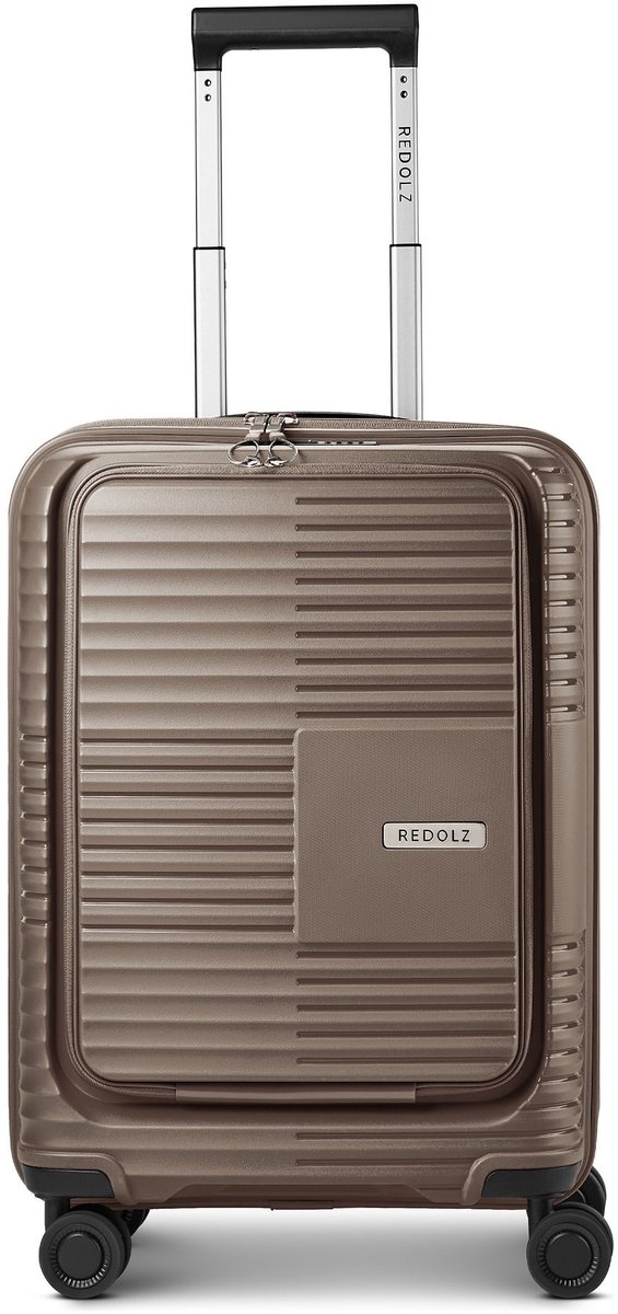 Redolz Essentials 17 2.0 4 wielen Cabinewagen 55 cm Laptopvak met uitbreidingsplooi - Harde bagage - TSA slot - taupe