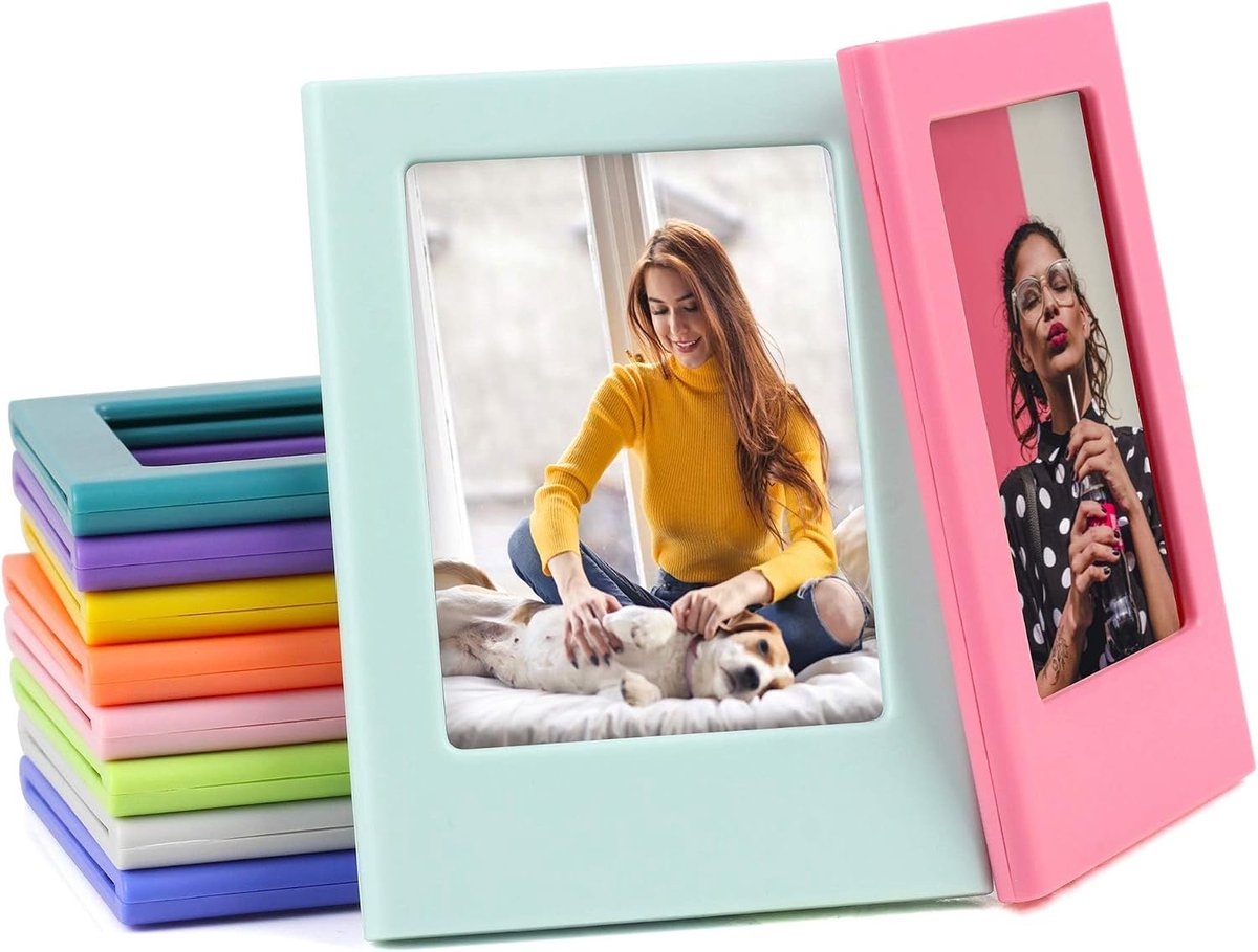 Claoner Verpakking met 10 magnetische fotolijstjes voor op de koelkast - geschikt voor Polaroid- - Fujifilm- en Instax Mini-film (meerdere kleuren)