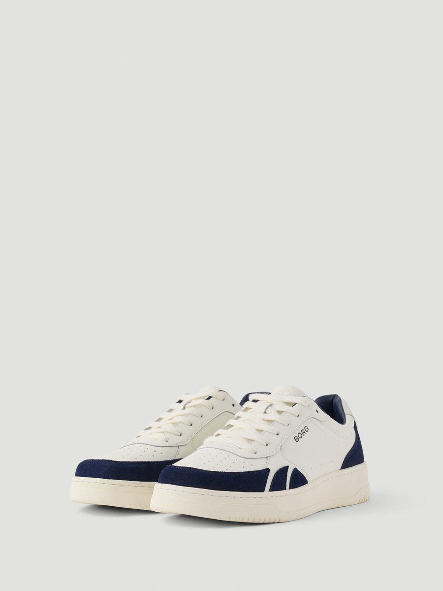 Björn Borg Victory Leren Sneaker Heren Lage Schoen Mannen - Wit/Donkerblauw - Maat 44