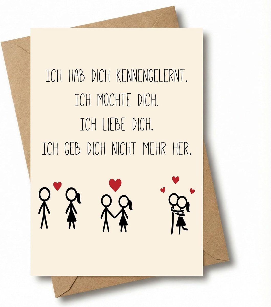 MAVANTO Verjaardagskaart met envelop - wenskaart voor trouwdag, Valentijnsdag, liefdeskaart voor koppels (Ich Love You) - ShopVlot
