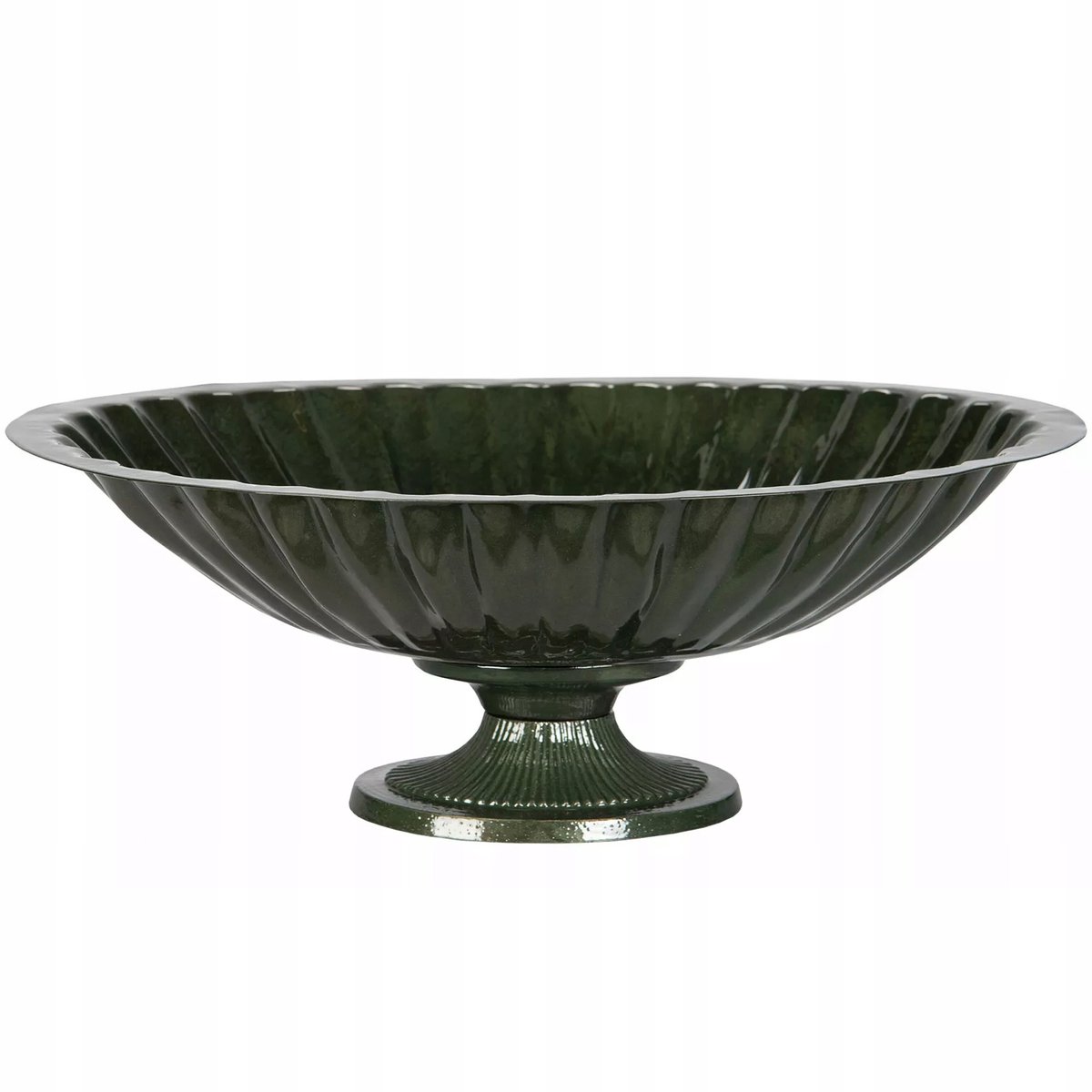 Grote Groene Metalen Decoratieve Schaal 43cm - Stijlvolle Olijfgroene Kom