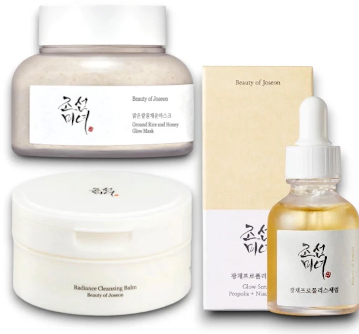 Beauty of Joseon -Bundel -Ground Rice & Honey Glow Mask (150 ml) + Radiance Cleansing Balm (100 ml) +Glow Deep Serum: Rice + Alpha Arbutin (30 ml)