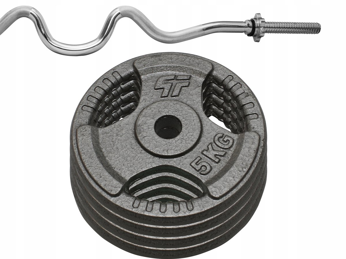 27kg Halterset met 28mm Kromme Barbell en 5kg Schijven