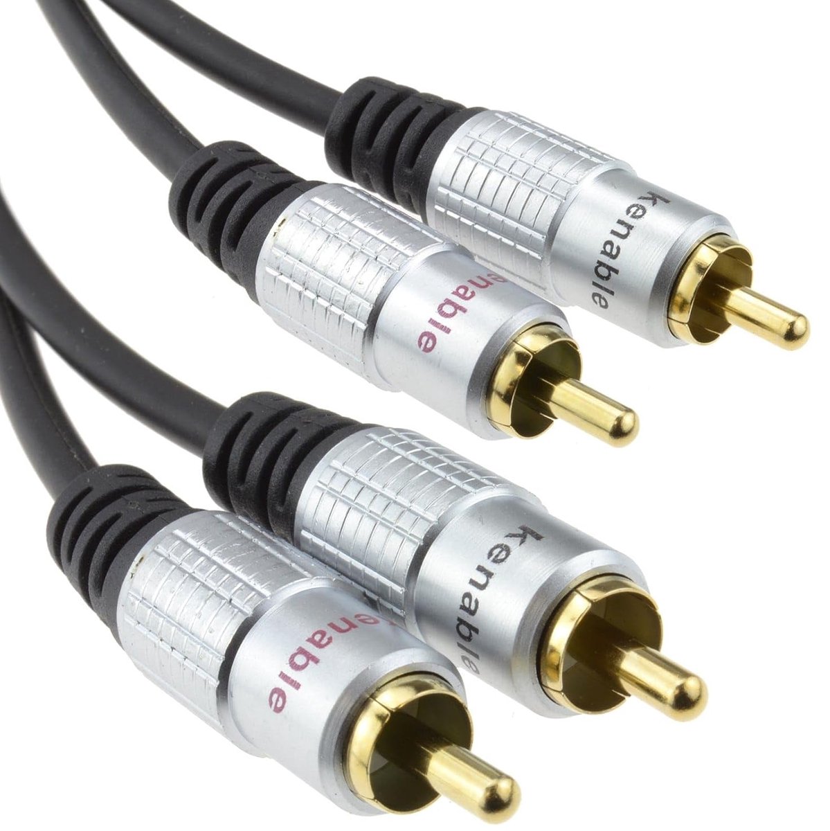 kenable PRO Audio Metal 2 x RCA Cinch Plug to Double Plug Cable Gold Plated 0.5m 50cm [0.5m/0.5m] - ShopVlot