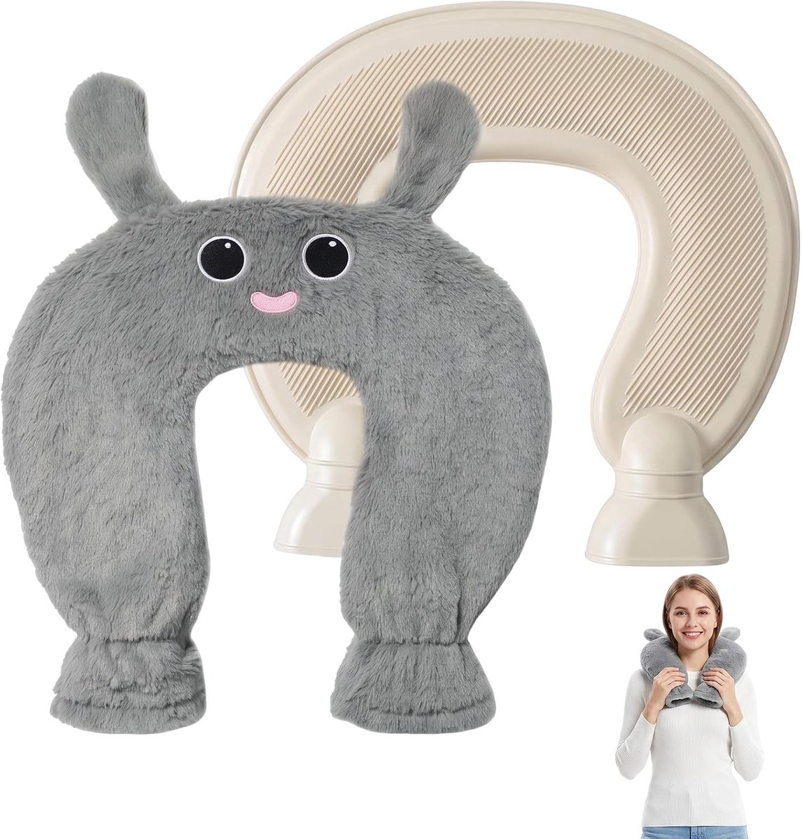Nekwarmwaterfles, warmwaterkruik voor nek, schouder en rug, nekkussen, bedfles zorgt voor warmte en comfort, cadeau - ShopVlot