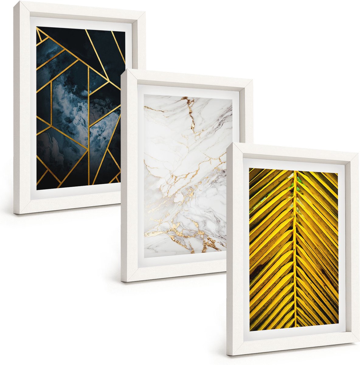 Tulup 3-Delige Schilderij Set - Moderne geometrische patronen en natuurlijke plantmotieven - 20x30 - Wanddecoratie - Woonkamer Decoratie - Moderne Wanddecoratie