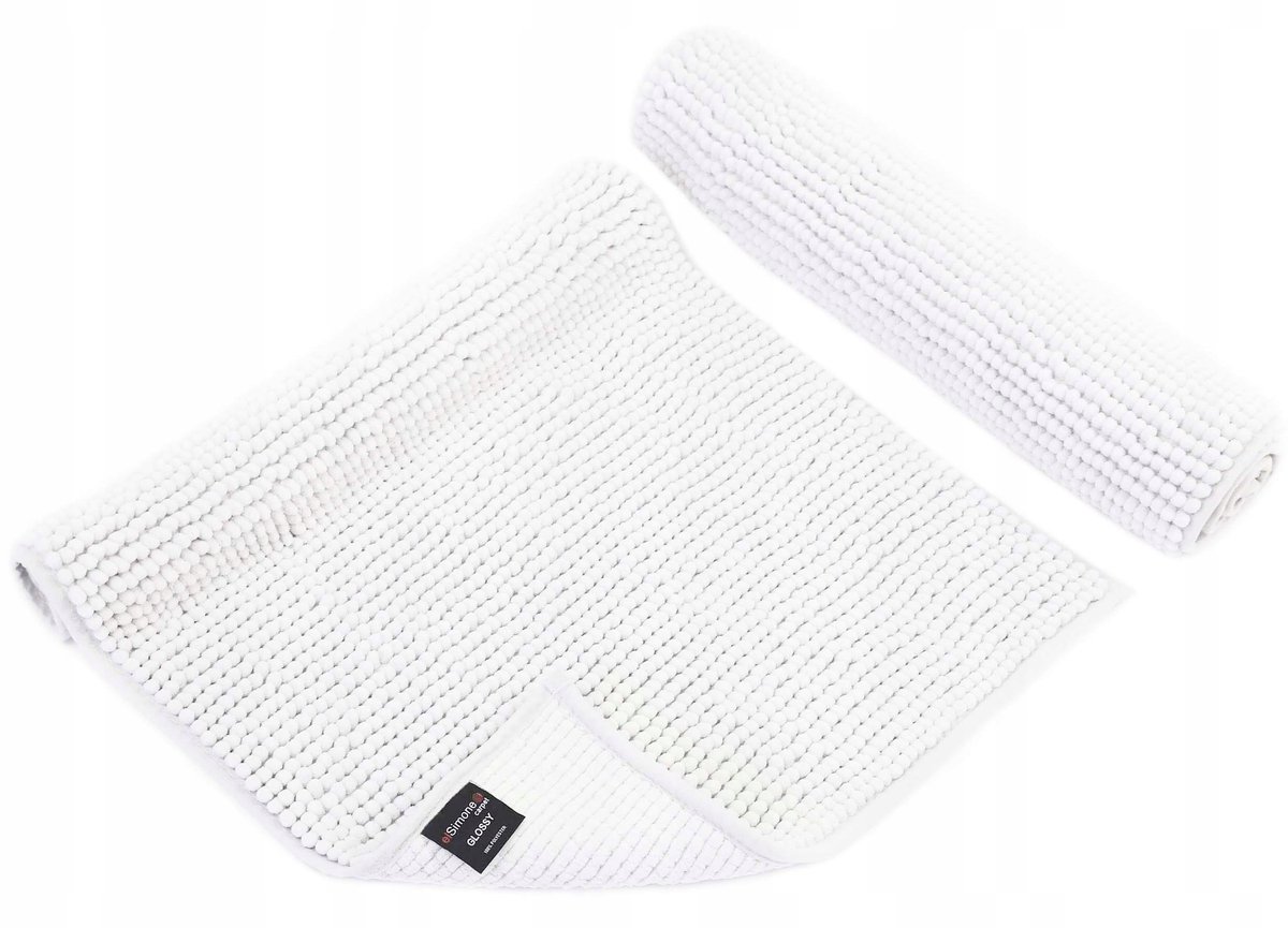 Zachte Witte Badkamermat Glossy 50x70cm - Wasbaar & Antislip