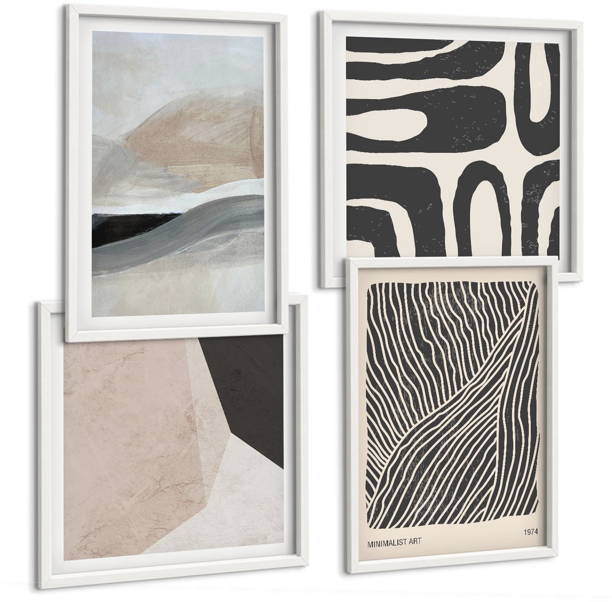 Tulup 4-Delige Schilderij Set - Abstracte patronen, vormen, decoratieve boho-stijl - 40x40 en 40x60 - Schilderijen Set - Wanddecoratie - Woonkamer - Decoratieve Schilderijen