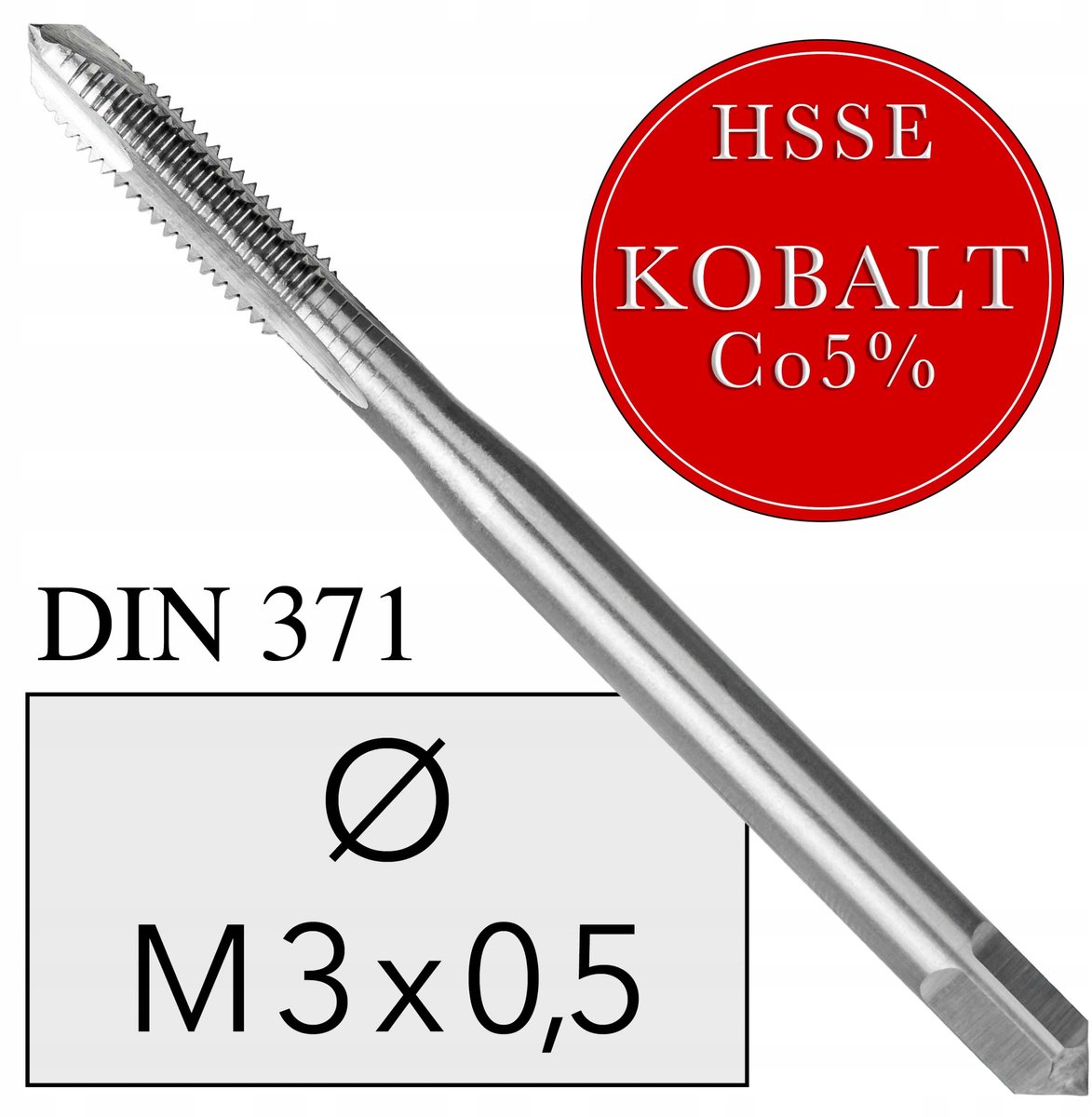 M3 Kobalt HSS Co5 Machine Tap DIN 371 Doorlopend