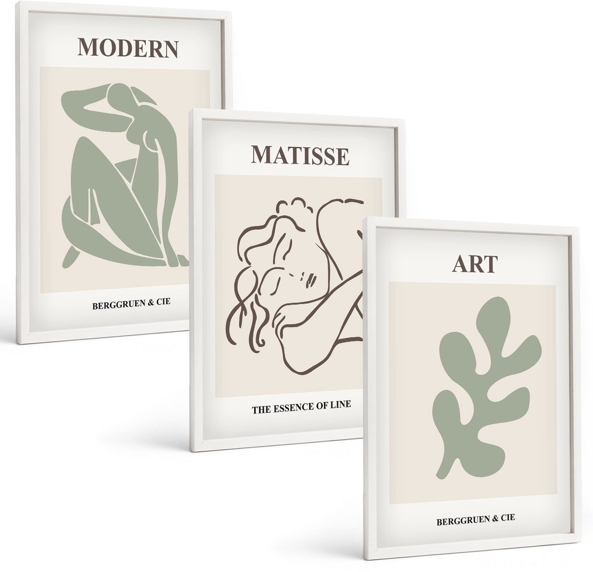 Tulup 3-Delige Schilderij Set - Stijlvolle personages en planten in een minimalistisch ontwerp. - 40x60 - Wanddecoratie - Moderne Interieurdecoratie - Stijlvolle Muurdecoratie