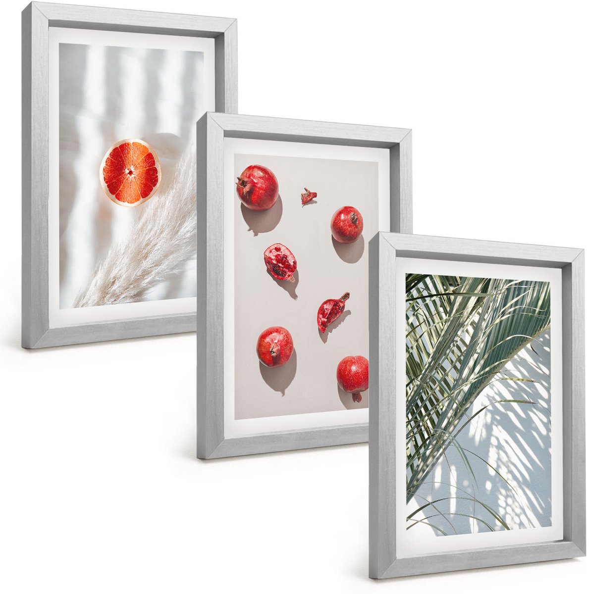 Tulup 4-Delige Schilderij Set - Tropische zomervruchten, palmbladeren - 20 x 30 cm - Wanddecoratie - Schilderijen Set - Interieur - Muurdecoratie