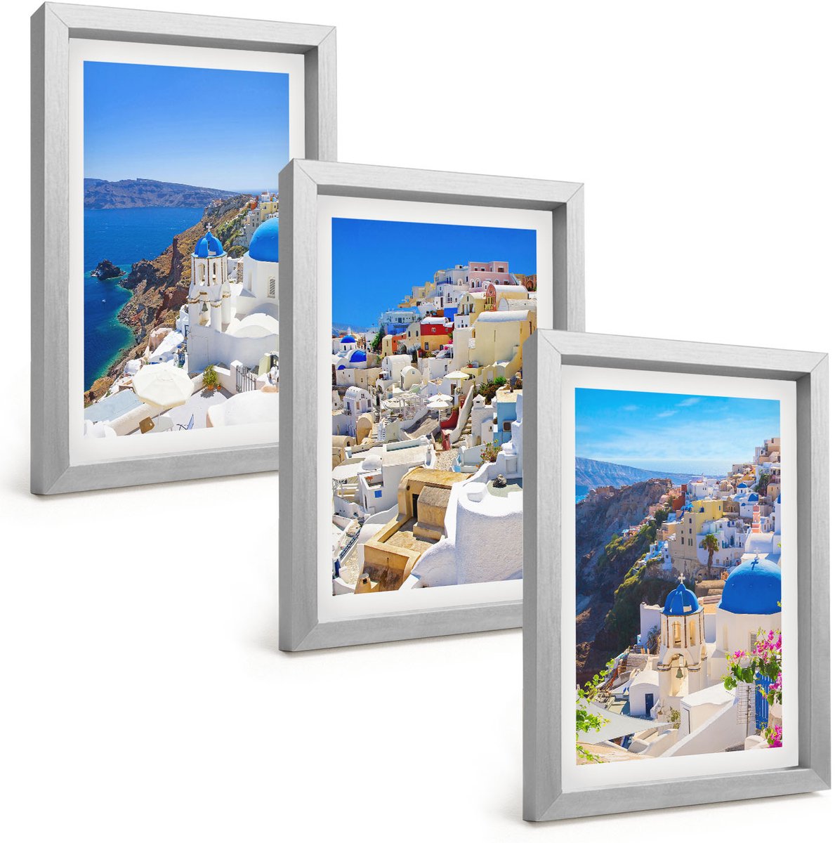 Tulup 4-Delige Schilderij Set - Landschapsarchitectuur en uitzichten op de stad Oia op Santorini, Griekenland - 20 x 30 cm - Decoratieve Schilderijen - Woonkamer - Interieur - Interieur Decoratie