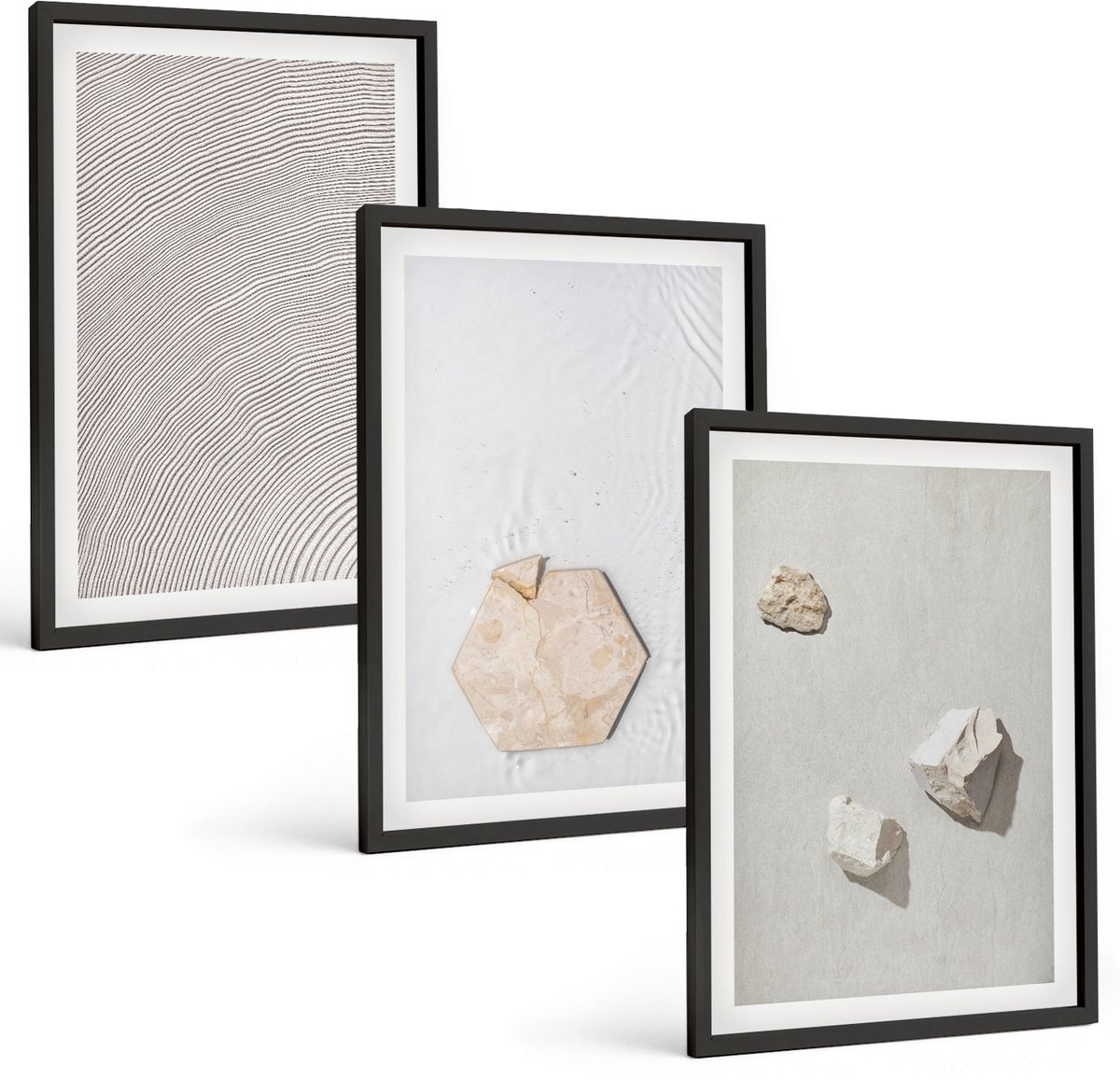 Tulup 4-Delige Schilderij Set - Lichte texturen op zand, delicate boho-stijl - 40 x 60 cm - Wanddecoratie - Woonkamer Decoratie - Interieur Decoratie