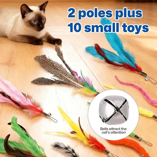 Kattenhengel - Multicolor - 32-68 cm en 37,5-98 cm - Uittrekbare Hengels - Voor Katten — afbeelding 4