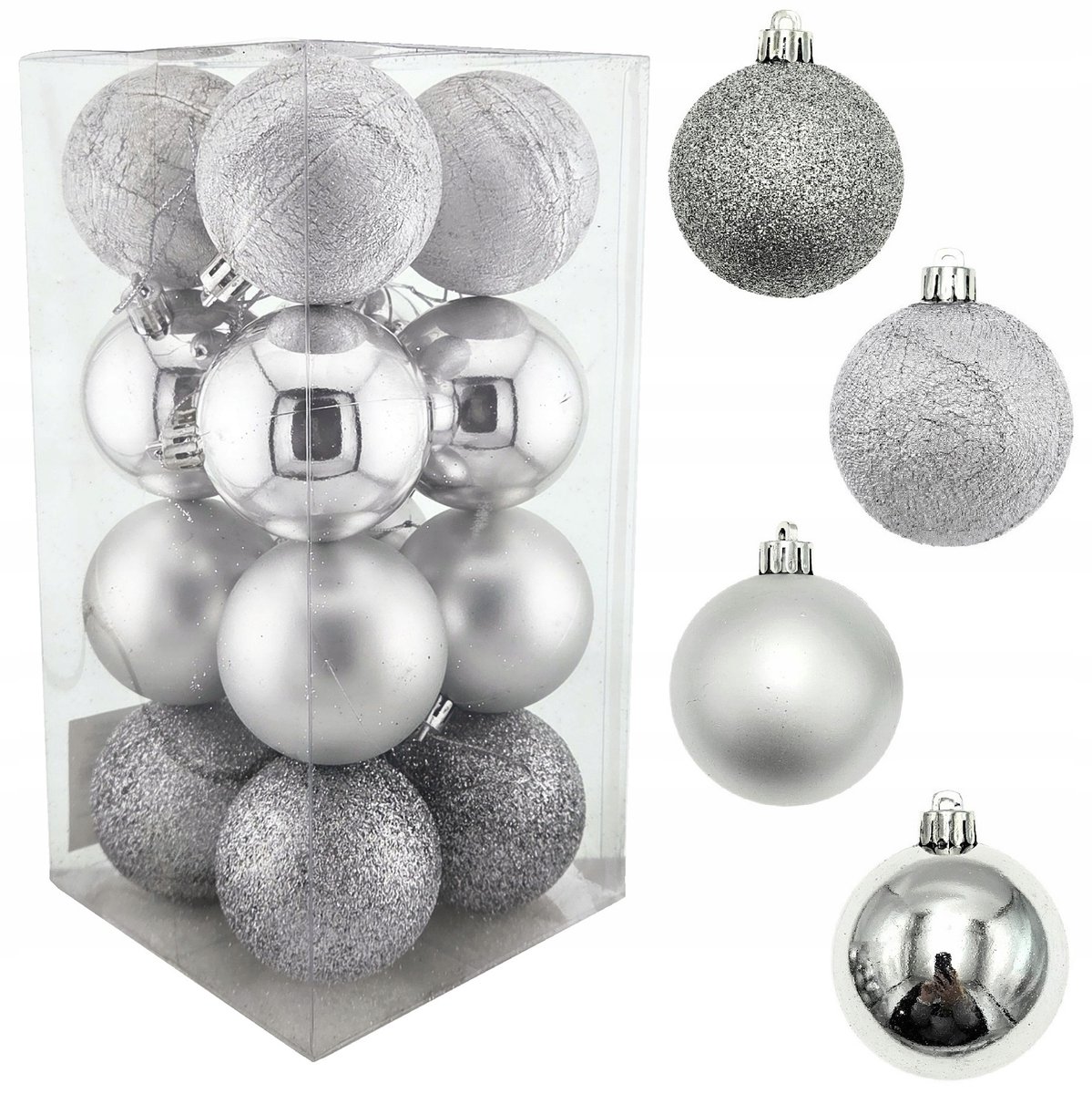 Zilveren Kerstballen Set 16 stuks, 6 cm - Onbreekbaar & Decoratief