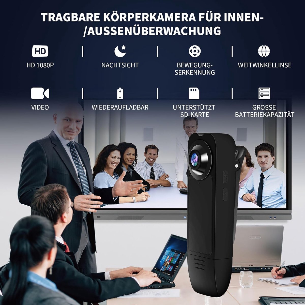 Kleine Bodycamera - Zwart - HD 1080P - Met Nachtzicht en 32 GB Geheugenkaart - Voor Bewaking en Opnames
