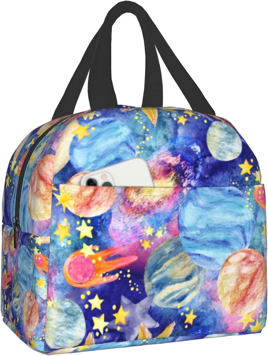 Galaxy Colorful Planet Insulated Lunch Bag Reusable Lunch Box Portable Cooler Lunch Boxes Waterproof Lunch Tote for - ShopVlot
