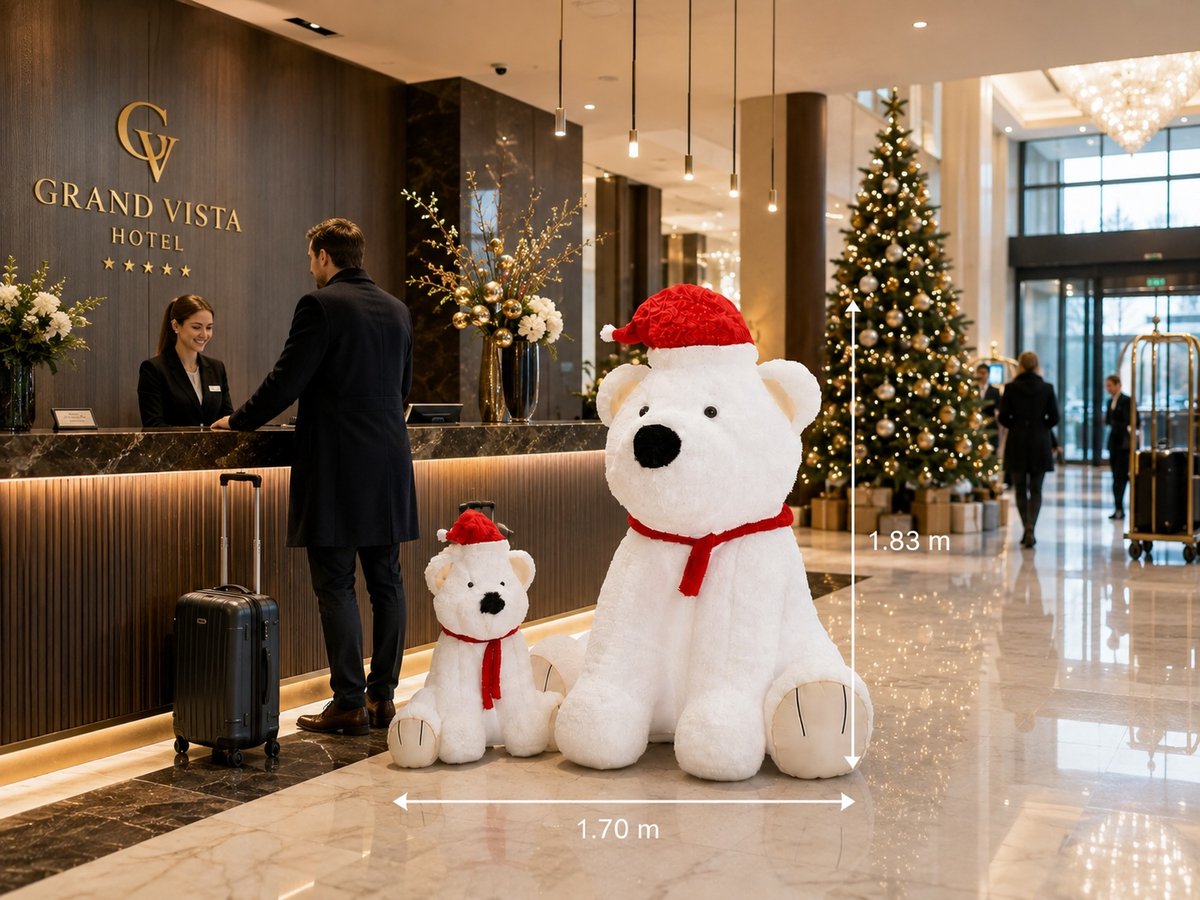 Cozy Creations Opblaasbare Kerstpop-Kerstfiguur-Ijsbeer familie-Pluche Hoog 1.83 meter