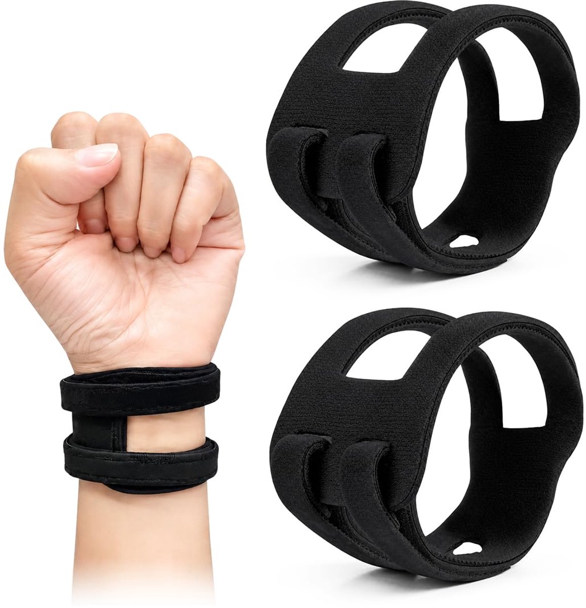 2 Stuks Polsbeschermers,Verstelbare Polsbanden met Klittenband,Geschikt voor Fitness Training,Zwart - ShopVlot