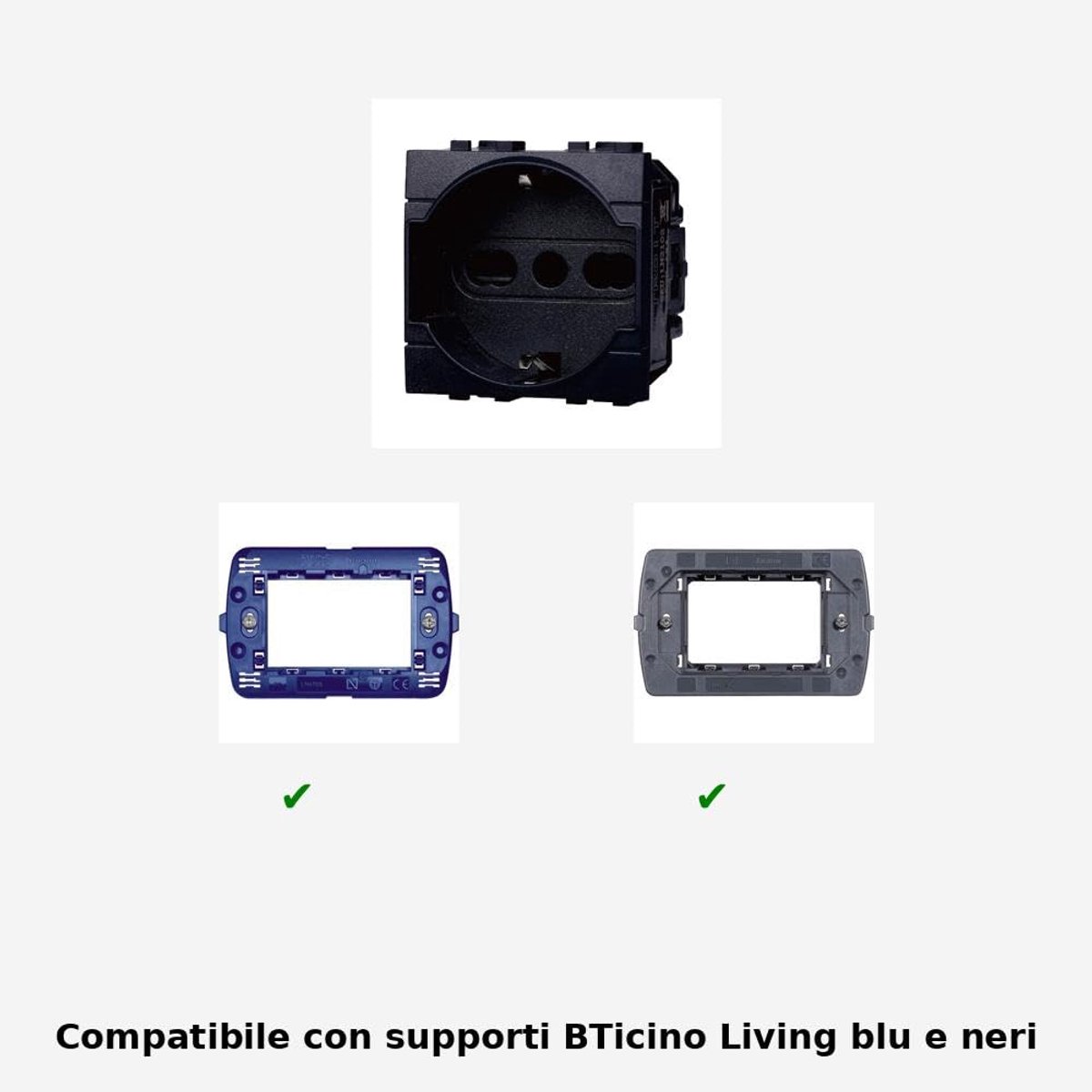 Schuko stopcontact 2P+T 16A - kleur zwart - Italiaanse standaard - ideaal voor elke ruimte - ShopVlot