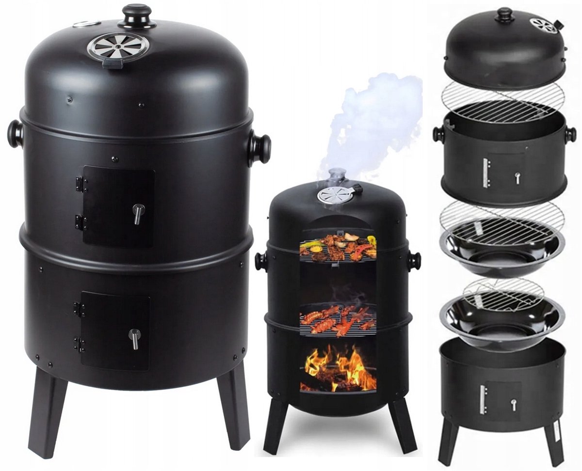 Merkloos 3-in-1 Koolgrill met Rookoven en Stoomfunctie - 75cm