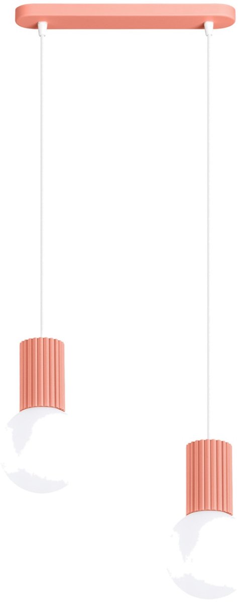 Sollux Lighting Hanglamp Halo - G9 - perzik - aluminium/glas - 33.5x6x120cm
