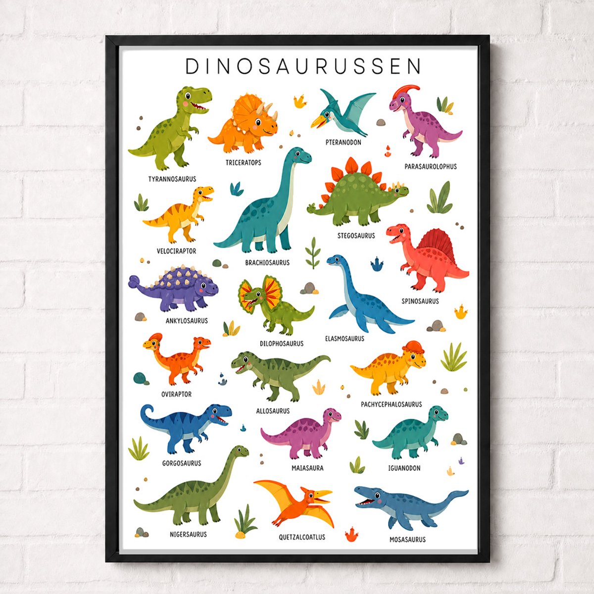 Dinosaurussen Educatieve Poster voor Kinderen - Leren - groep 1 t/m 5 (4-9 jaar) - A2+ 43,2 x 61 cm