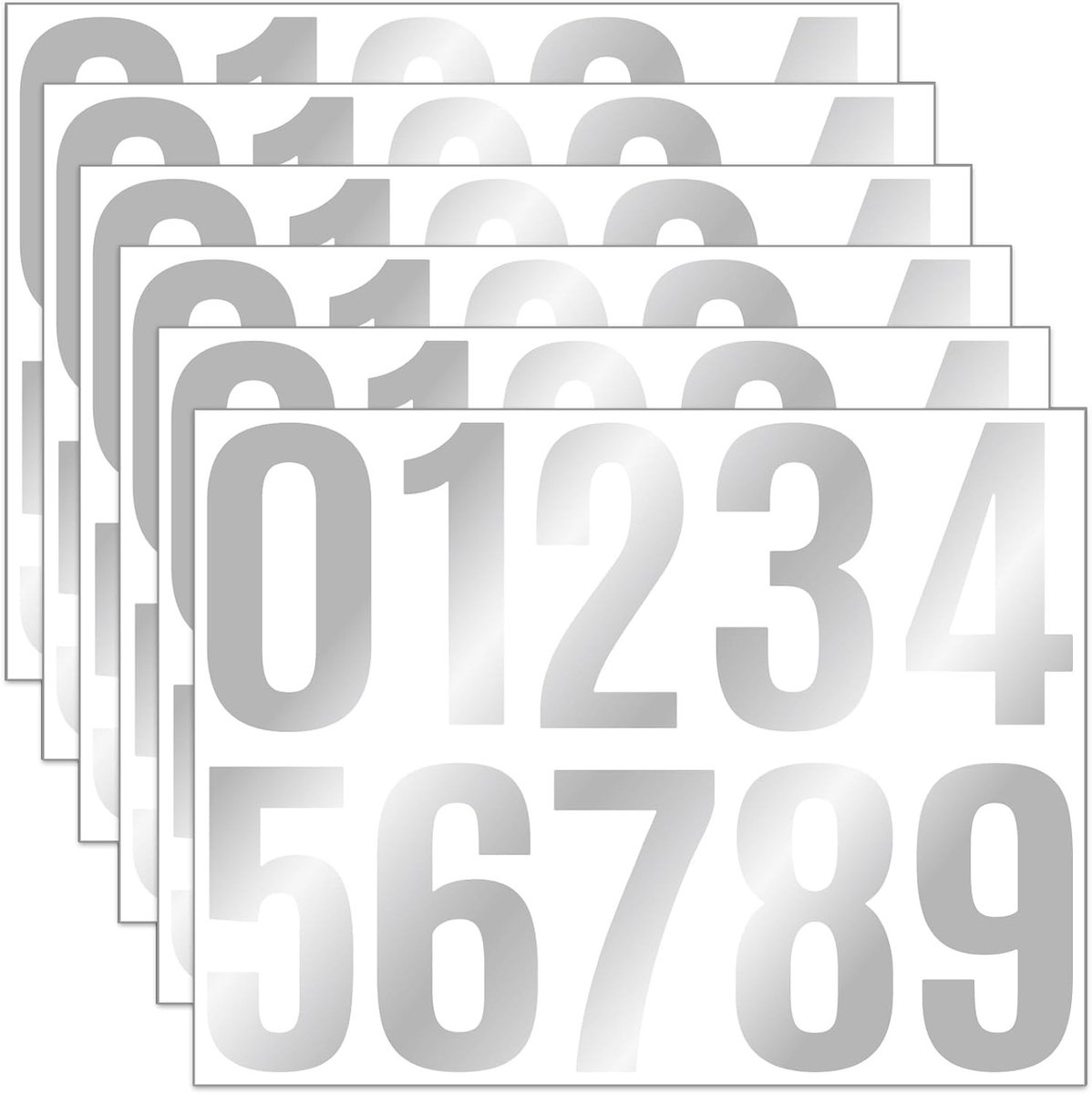 Cijferstickers - Zilver - 10 cm - Weerbestendige Zelfklevende Vinyl Stickers - Voor Huisnummers, Borden en Kantoor
