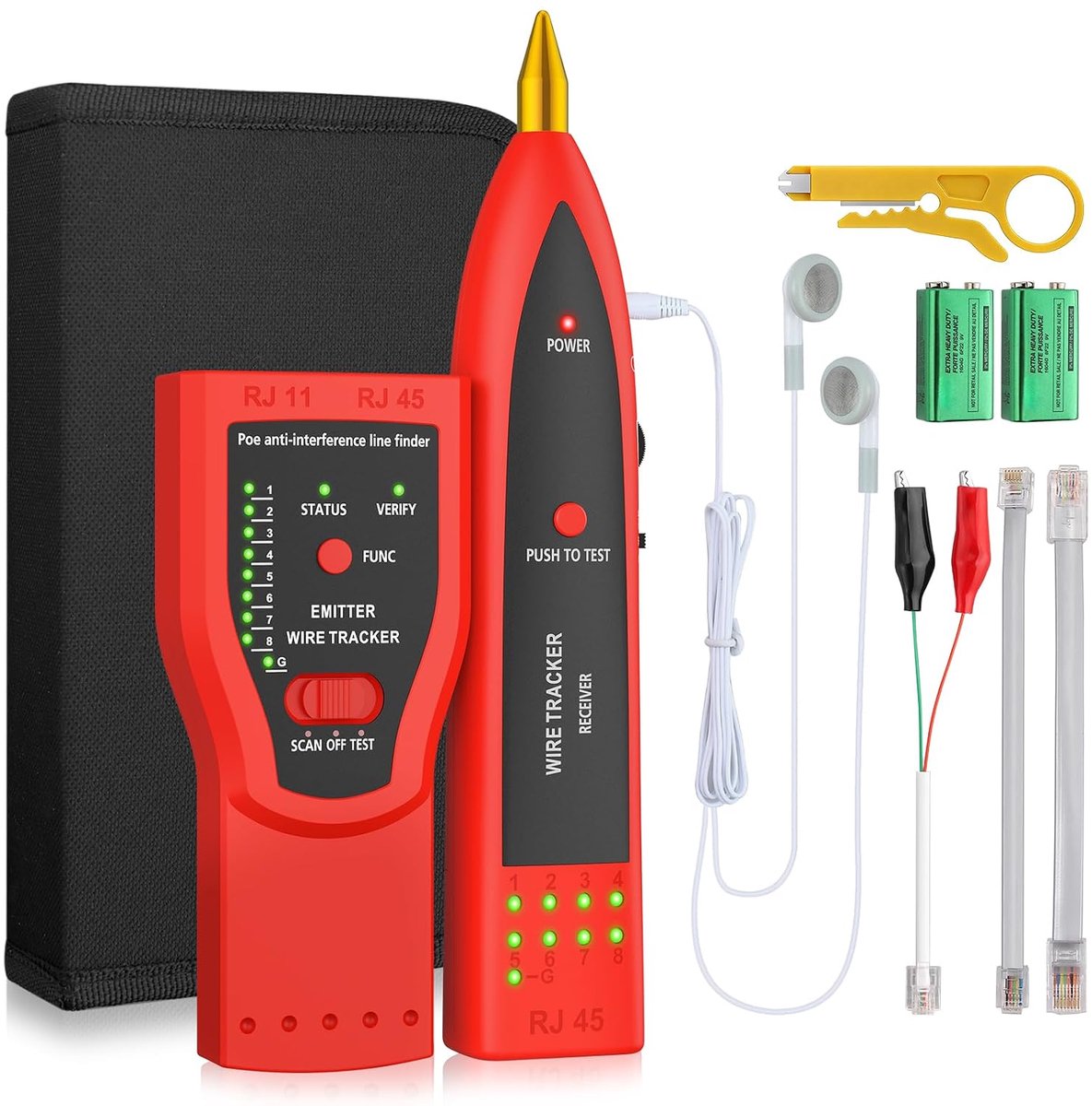 Proster Network Cable Tester Cable Tracer with POE Function Headphone Cable Tracker with Storage Bag for LAN Ethernet - ShopVlot