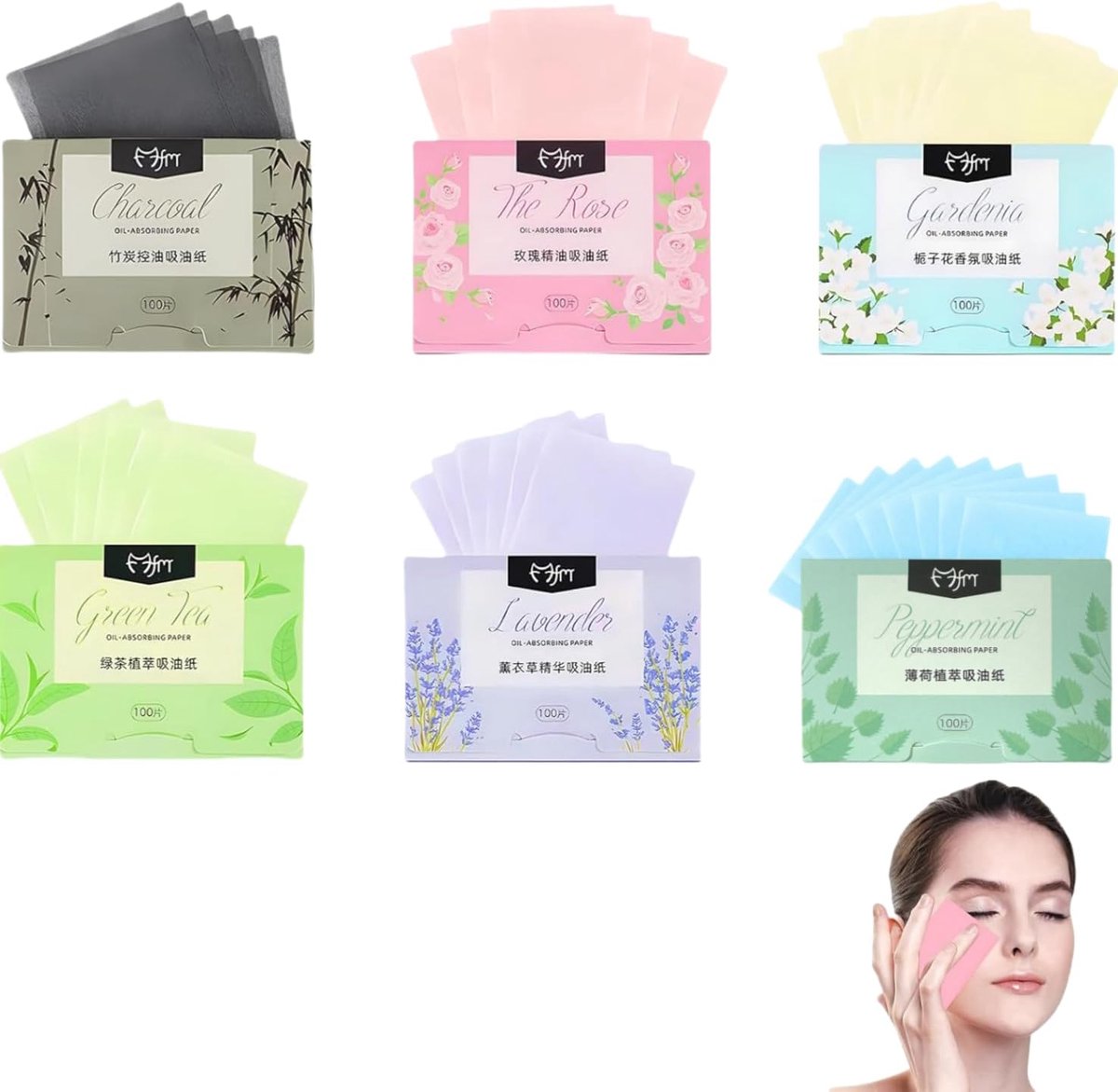 Olieabsorberend papier, 600 stuks, vetabsorberende doeken, absorberend papier voor het gezicht, gezichtsolie blotting - ShopVlot