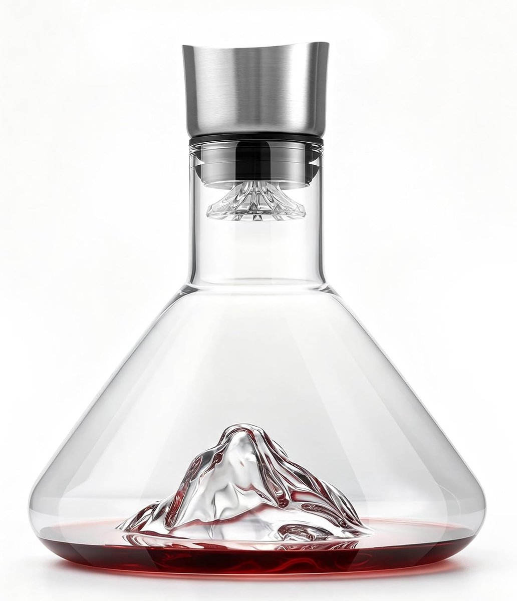 Glastal Wijnkaraf met reliëf bergen, 1500 ml (volledige capaciteit) - ShopVlot