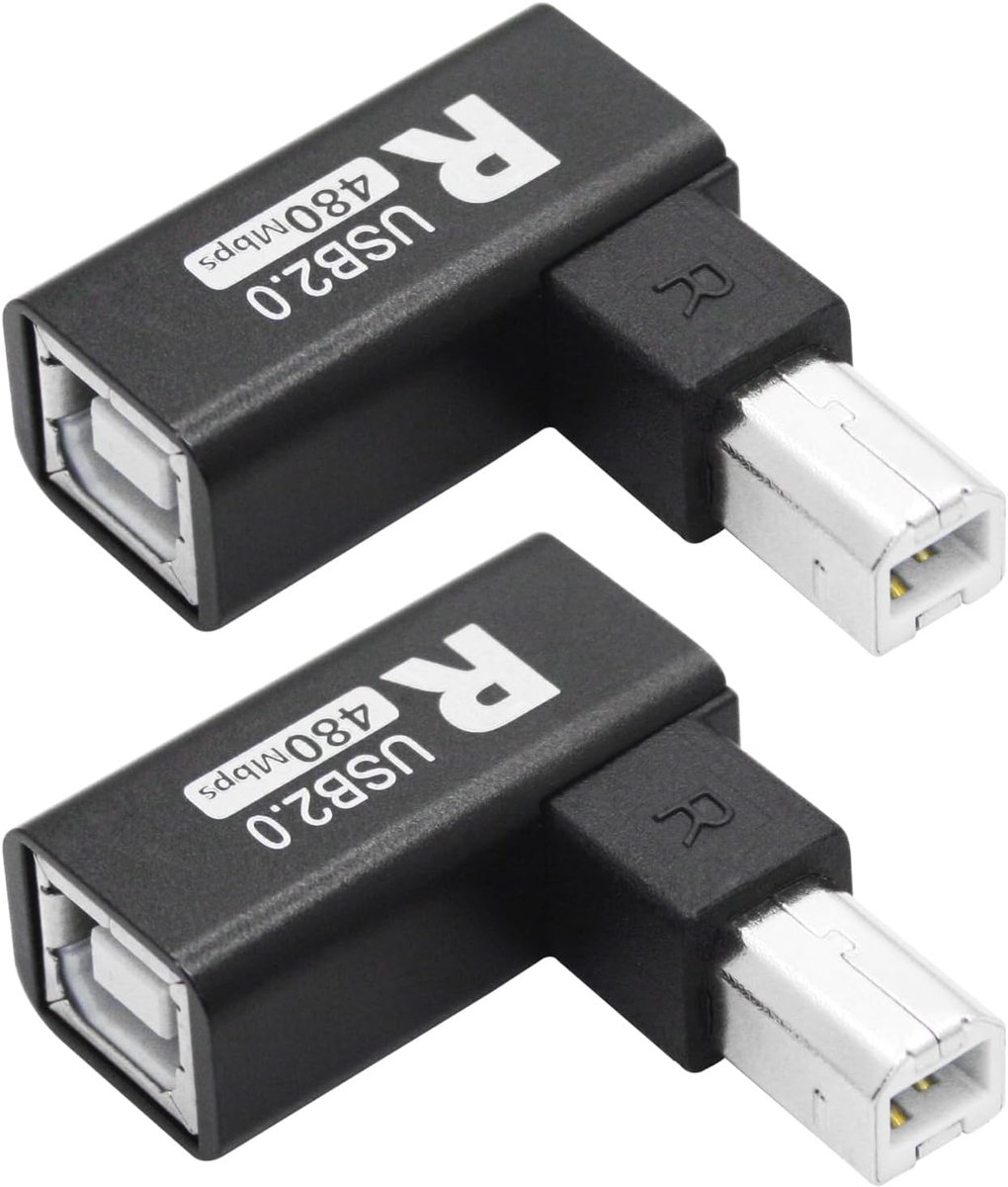 90 degree USB 2.0 printer connector adapter, rectangle USB type B - ShopVlot