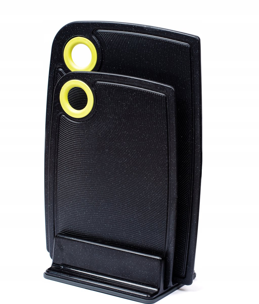 Antislip snijplankenset met 2 planken en houder, zwart