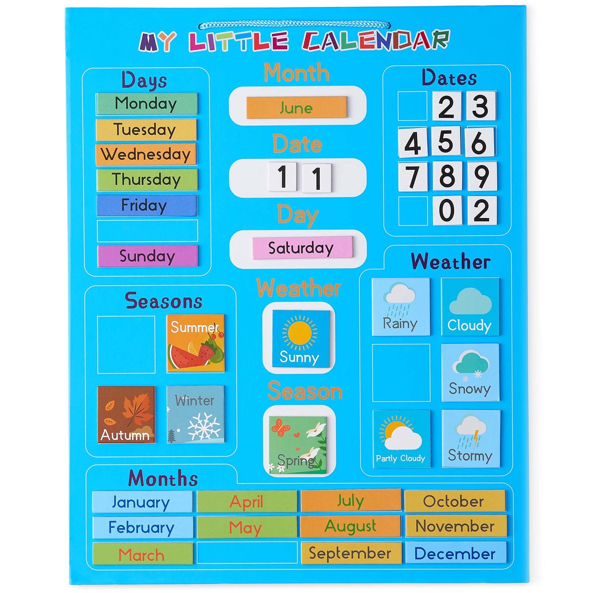 chuckle - Magnetische Educatieve Kalender voor Kinderen met Opknoping Lus (42x35cm, Engels) - ShopVlot