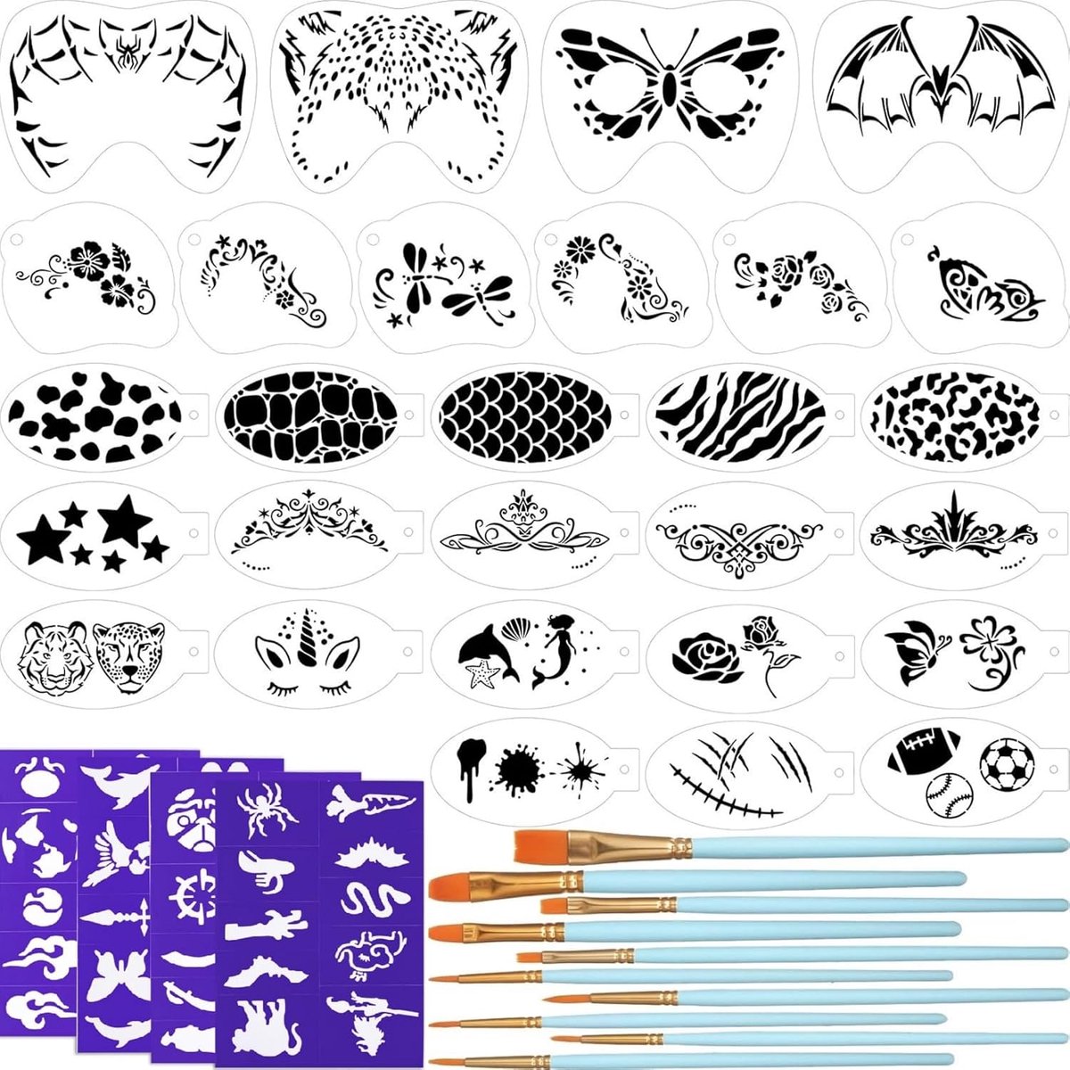 42 Piece Face Paint Stencils - ShopVlot