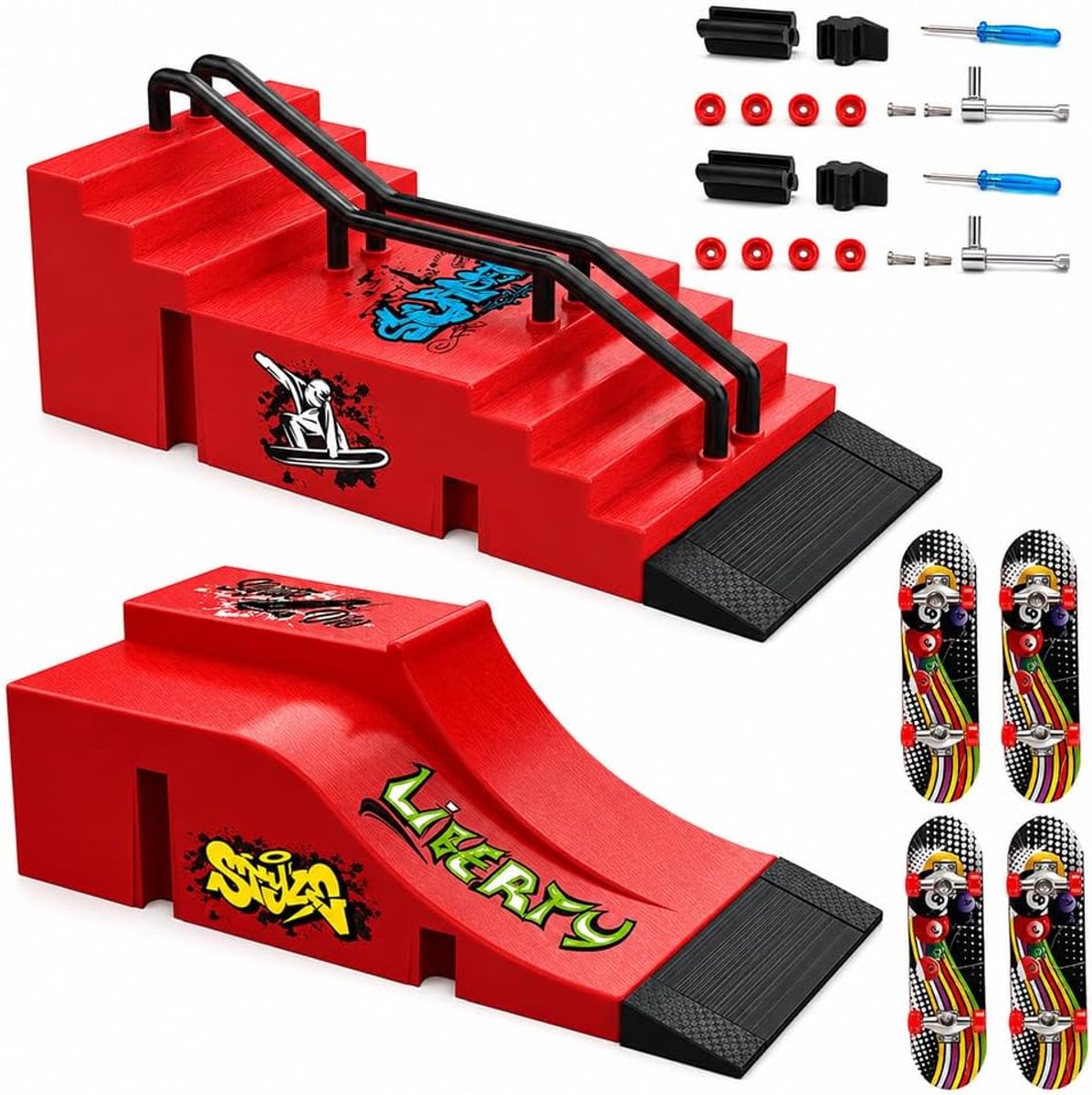 Vingerskateboard- en vingerboardhellingsset, vingerskateboard-set - ShopVlot