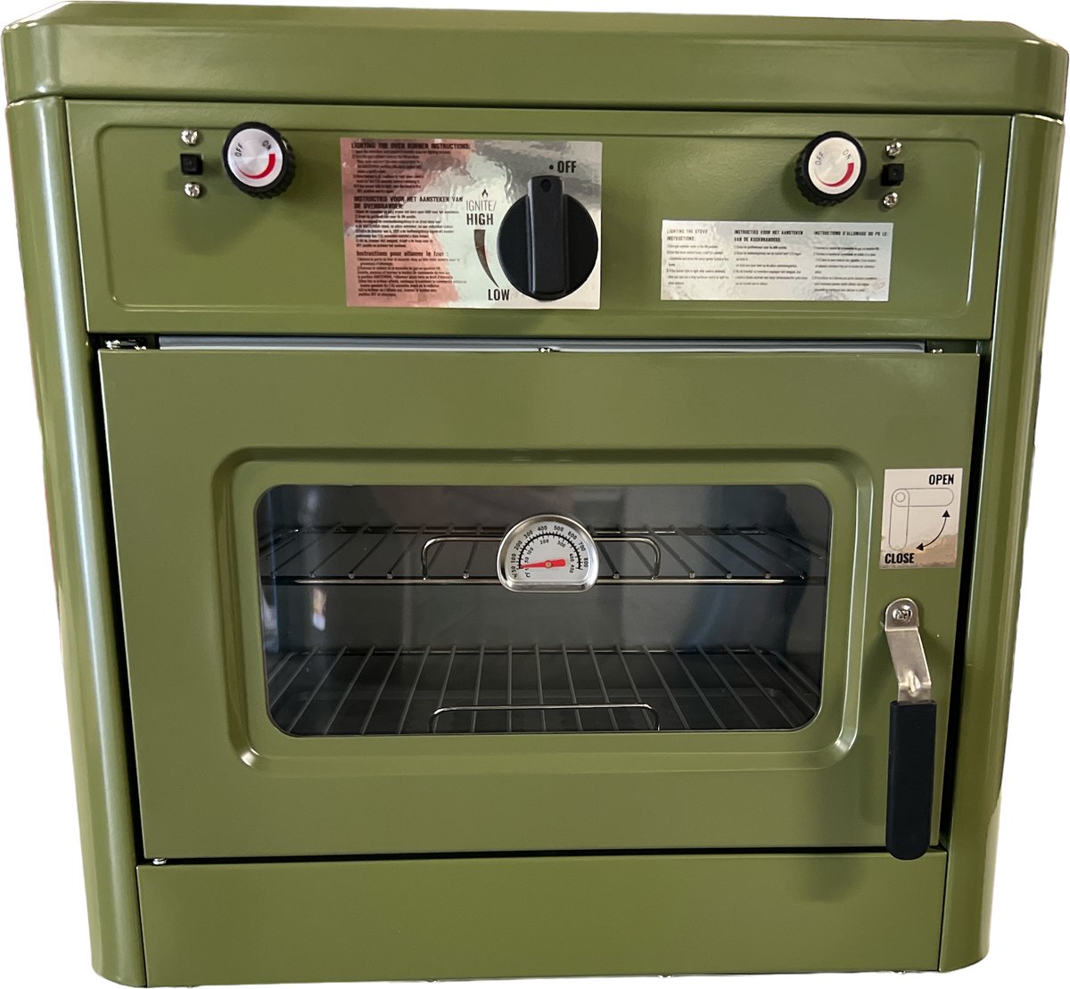 Oven op gas met dubbele kookplaat