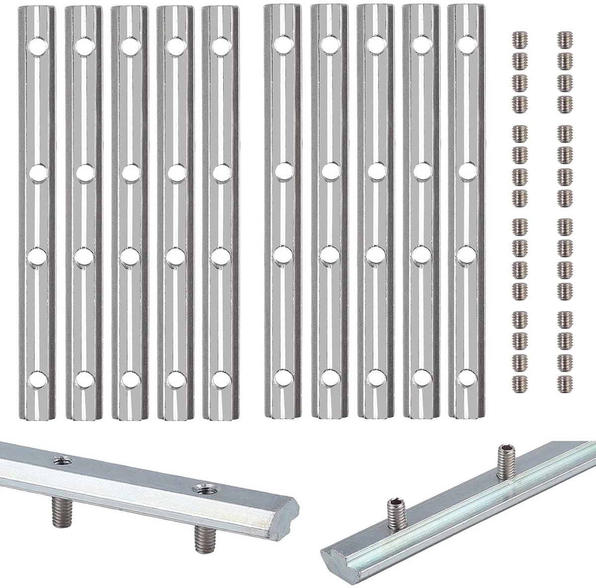 EYPINS 10pcs 2020 Aluminum Rail Straight Line Connectors 180mm Joint Inner Connector 8mm T Slot Flat Plate Bracket - ShopVlot