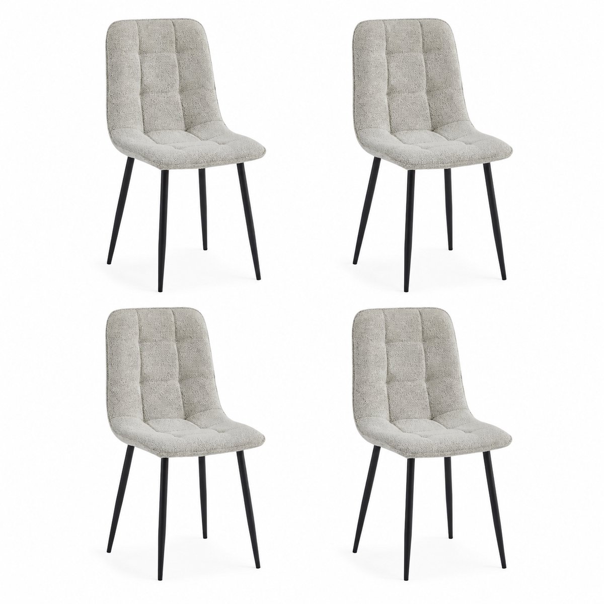 Colenis - Ela Eetkamerstoel - Set Van 4 - Gebroken Wit - Bouclé - Design